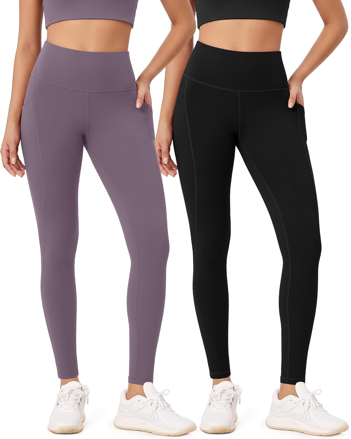ODODOS ODLEX 2-Pack 7/8 High Waist Workout Leggings with Pockets for Women, 25"/...