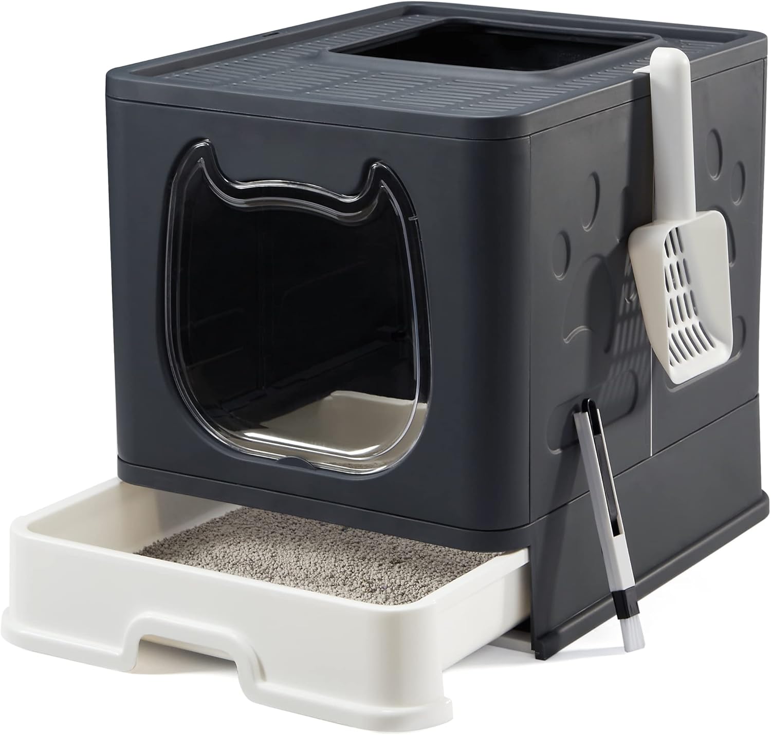 Vealind Covered Cat Litter Box with Lid for Small and Medium Cats, Top Entry Dra...