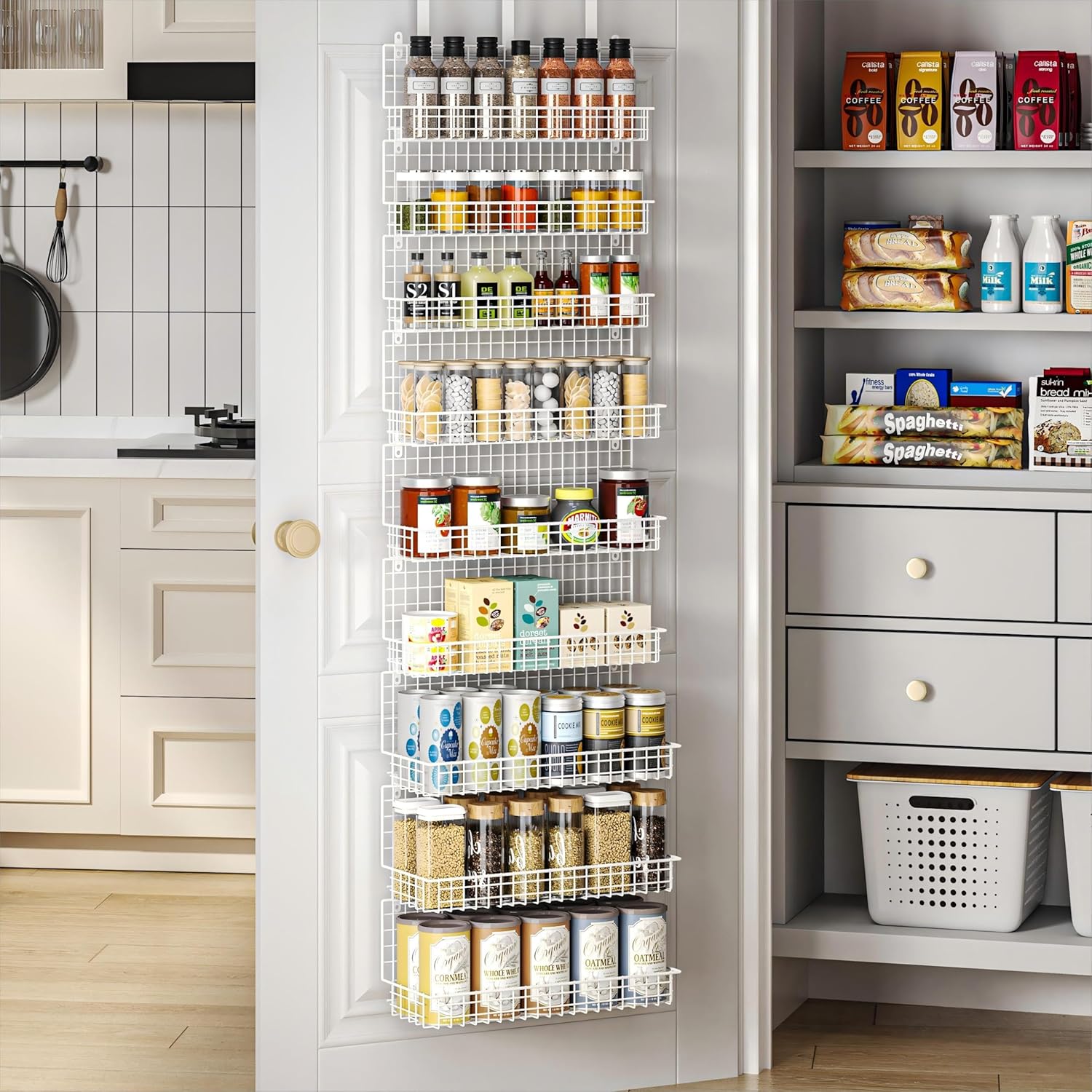 JKsmart 9-Tier Spice Rack Organizer with Door Hook, Wall Mount, and Extra Large...