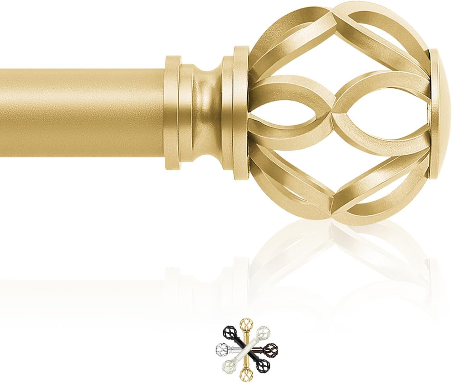 Gold Decorative Farmhouse Curtain Rods:36-88" Adjustable Heavy Duty Single Windo...