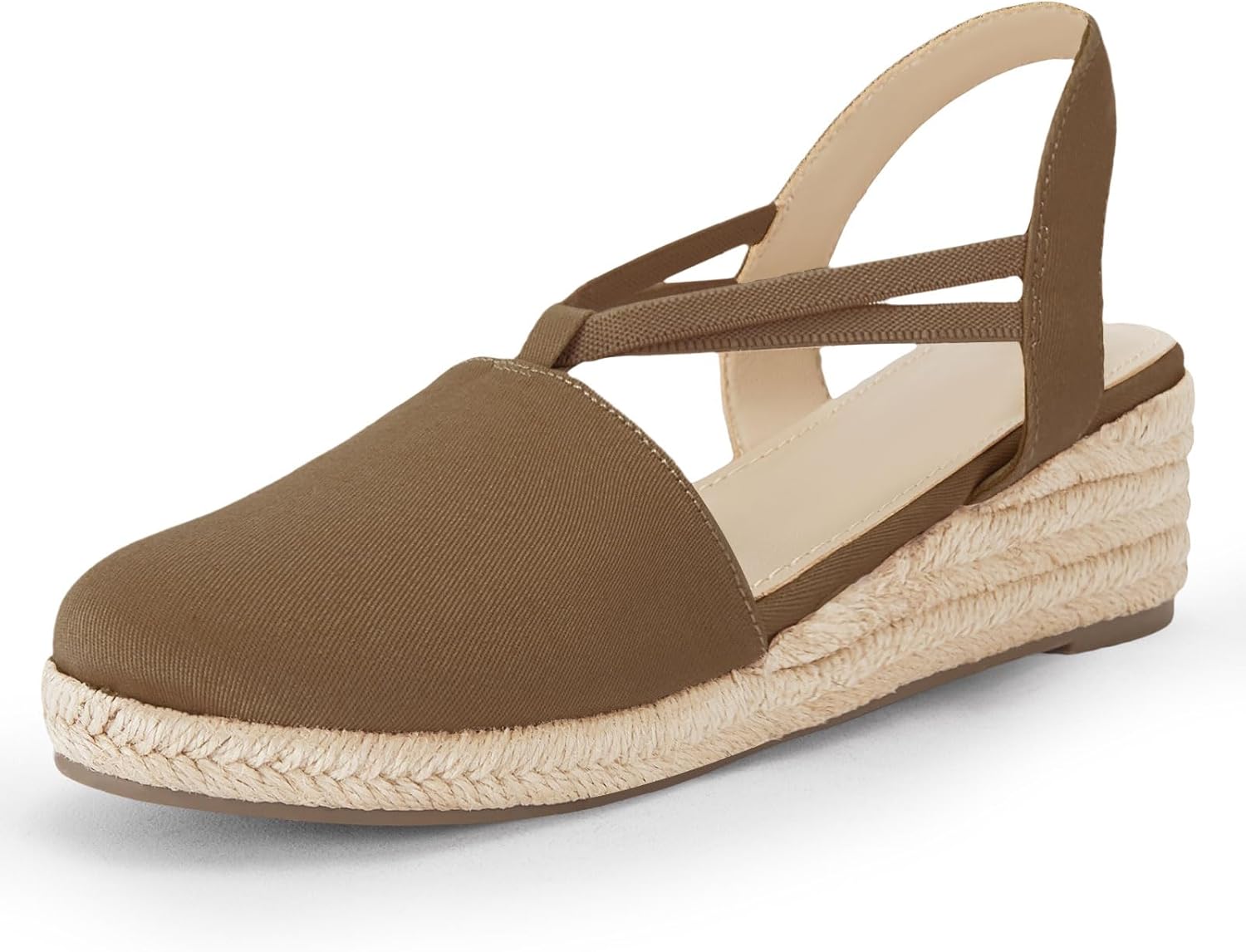 Coutgo Women's Platform Wedge Espadrille Sandals Slingback Slip on Closed Toe St...