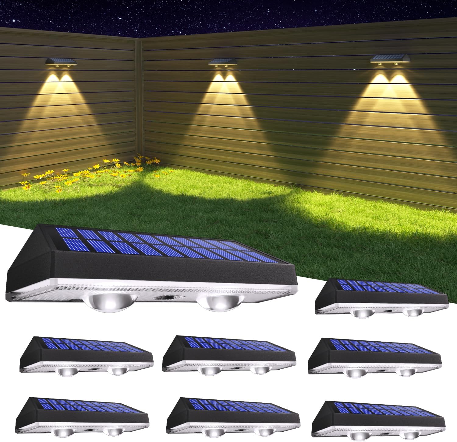HAMLITE Solar Fence Lights Outdoor Garden,Solar Wall Lights Outdoor Waterproof,B...