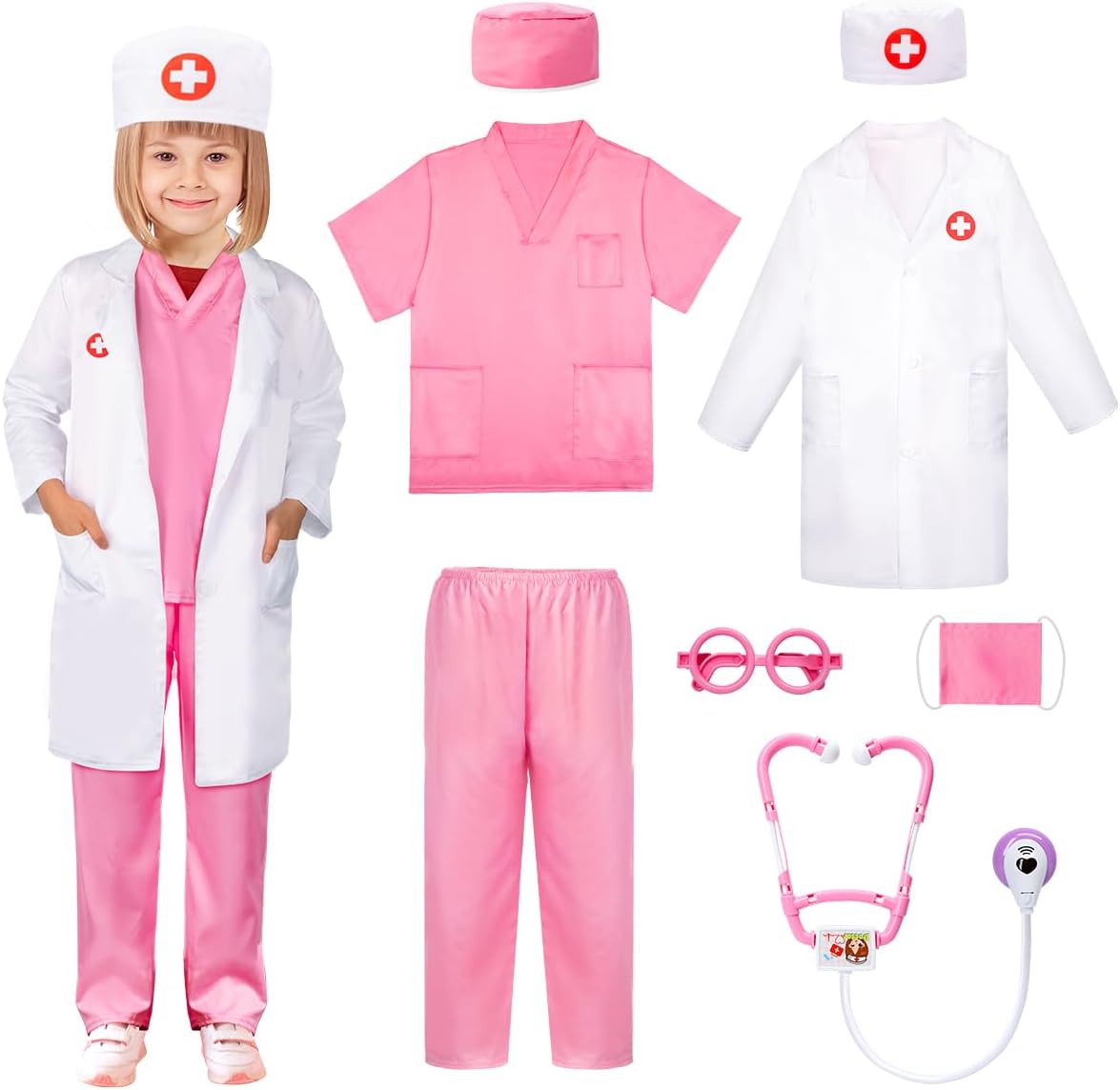 LOYO Kids Role Play Halloween Costumes, Fireman Doctor Costume with Firefighter,...