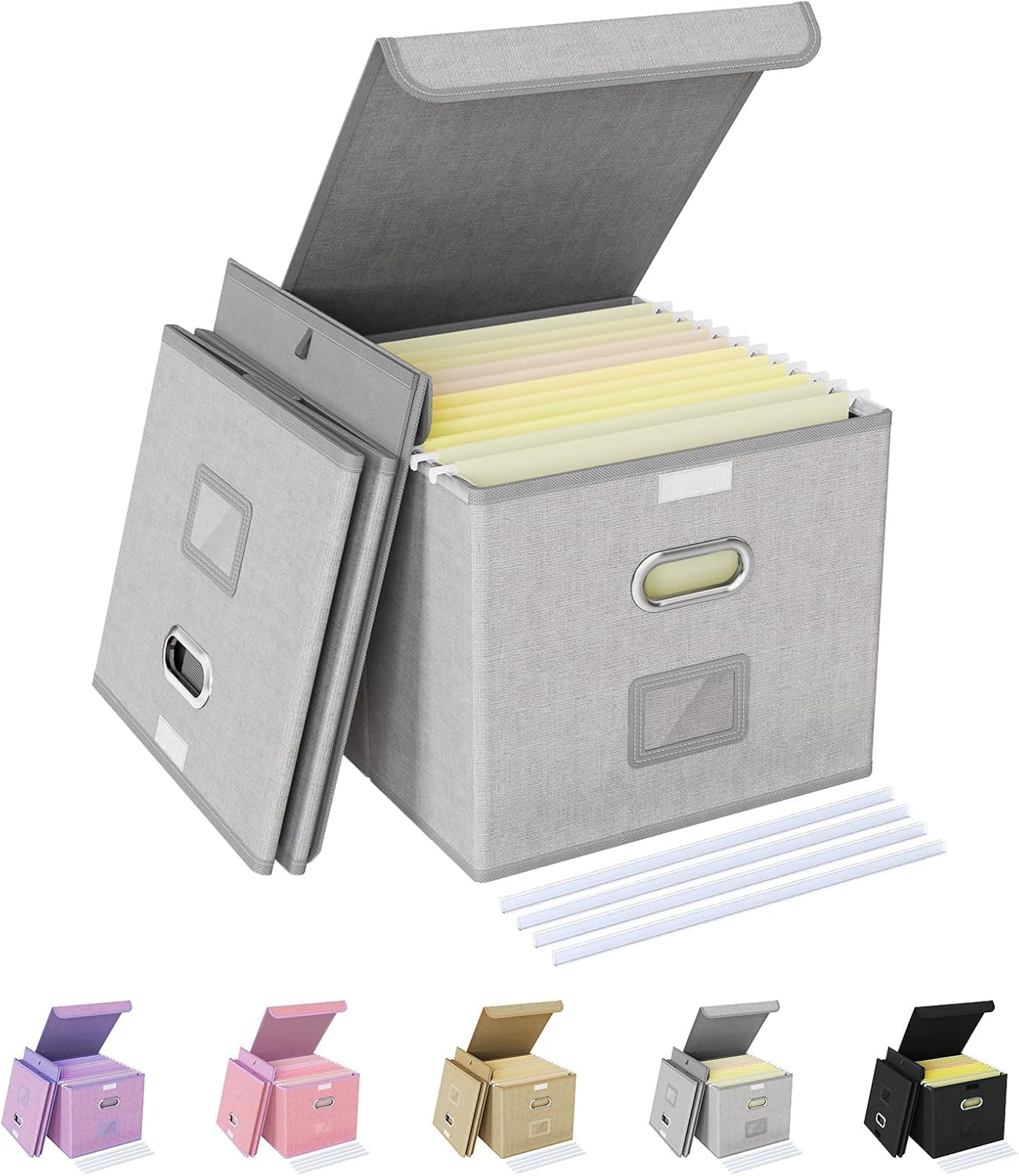 Oterri 2 Pack File Organizer Box,File Box,Small File Cabinet for Letter Folders,...