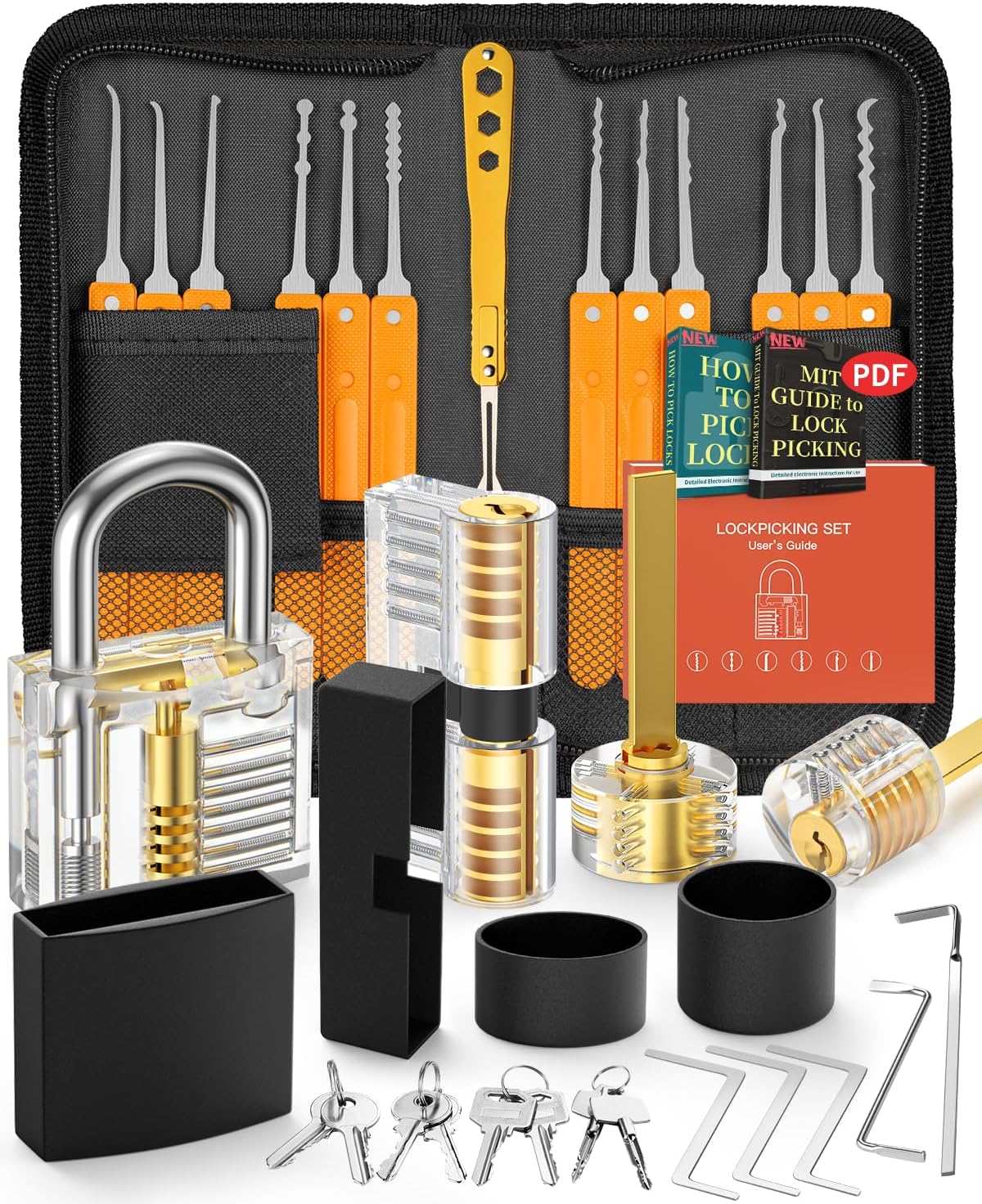 Eventronic Lock Picking Kit, 36-Piece Lock Pick Set with 4 Transparent Training...