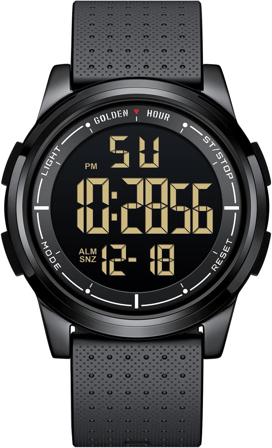 GOLDEN HOUR Ultra-Thin Minimalist Sports Waterproof Digital Watches Men with Wid...