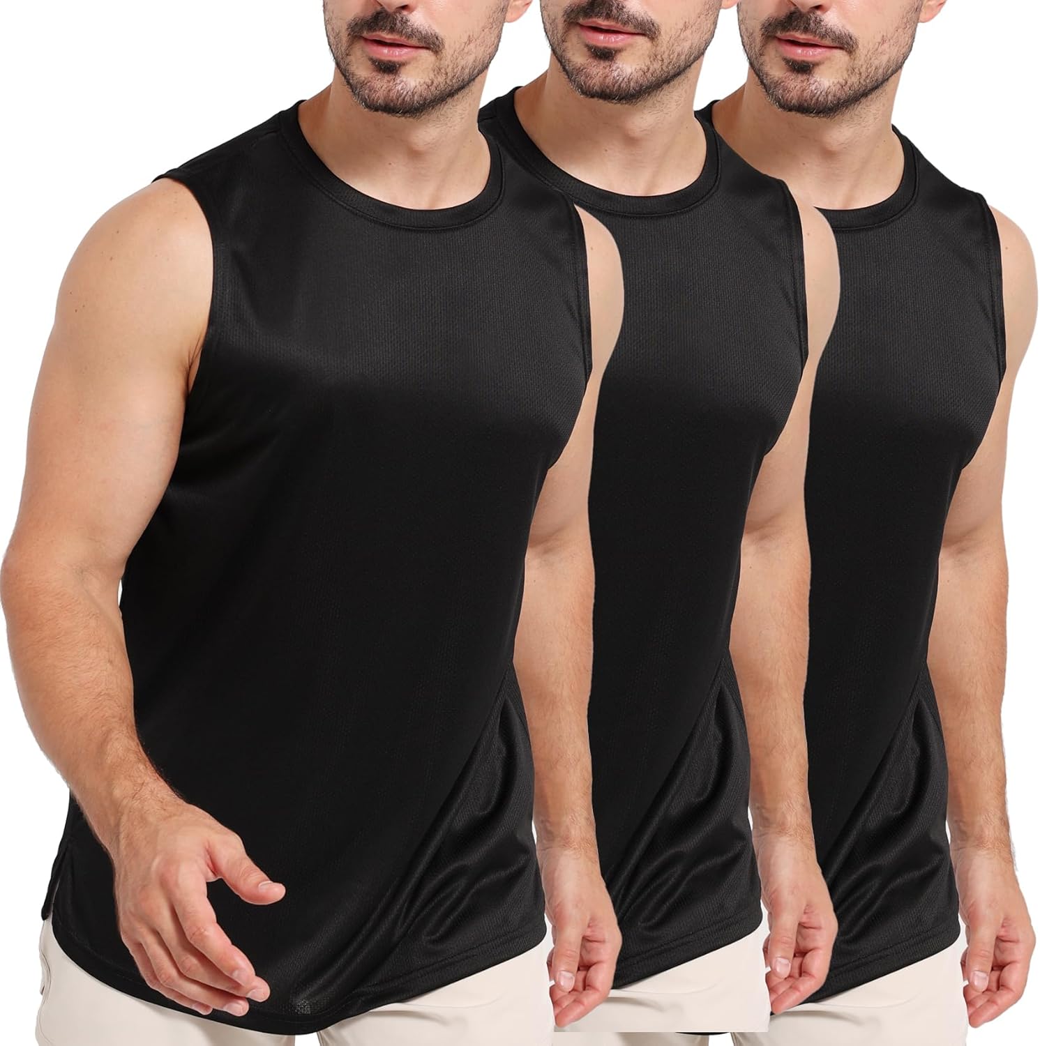 Mens Tank Tops Muscle Athletic Quick Dry Sleeveless Workout Fitness T Shirts for...
