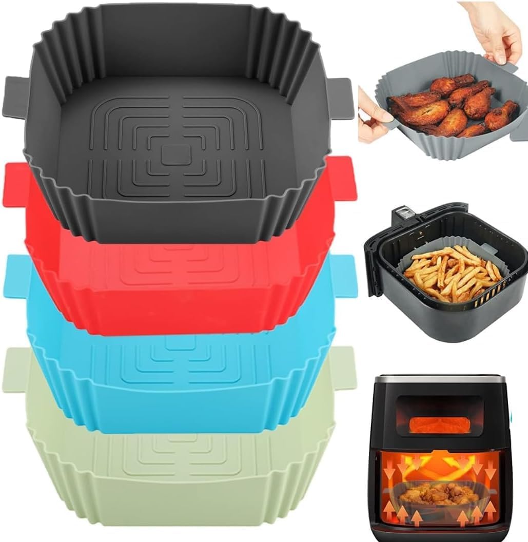 Silicone Air Fryer Liners, 7.8 inches 4PCS Liners Reusable Accessories Non-Stick...