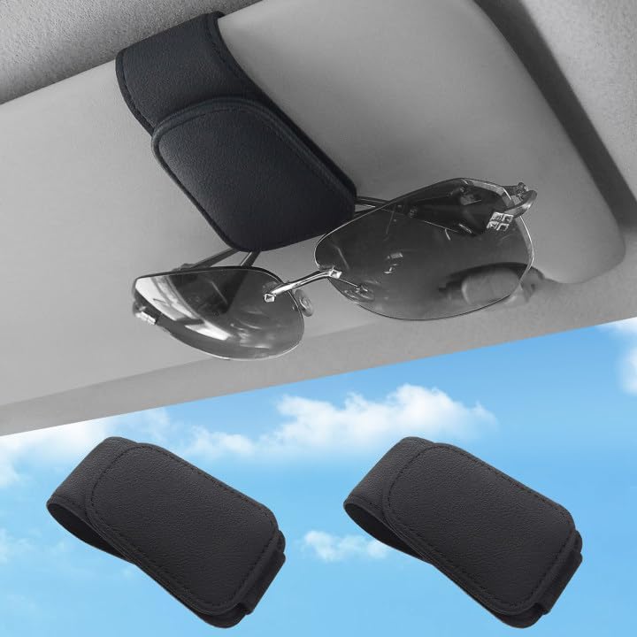 Sunglasses Holders for Car Visor,Car Magnetic Glasses Holder Leather Sunglasses...
