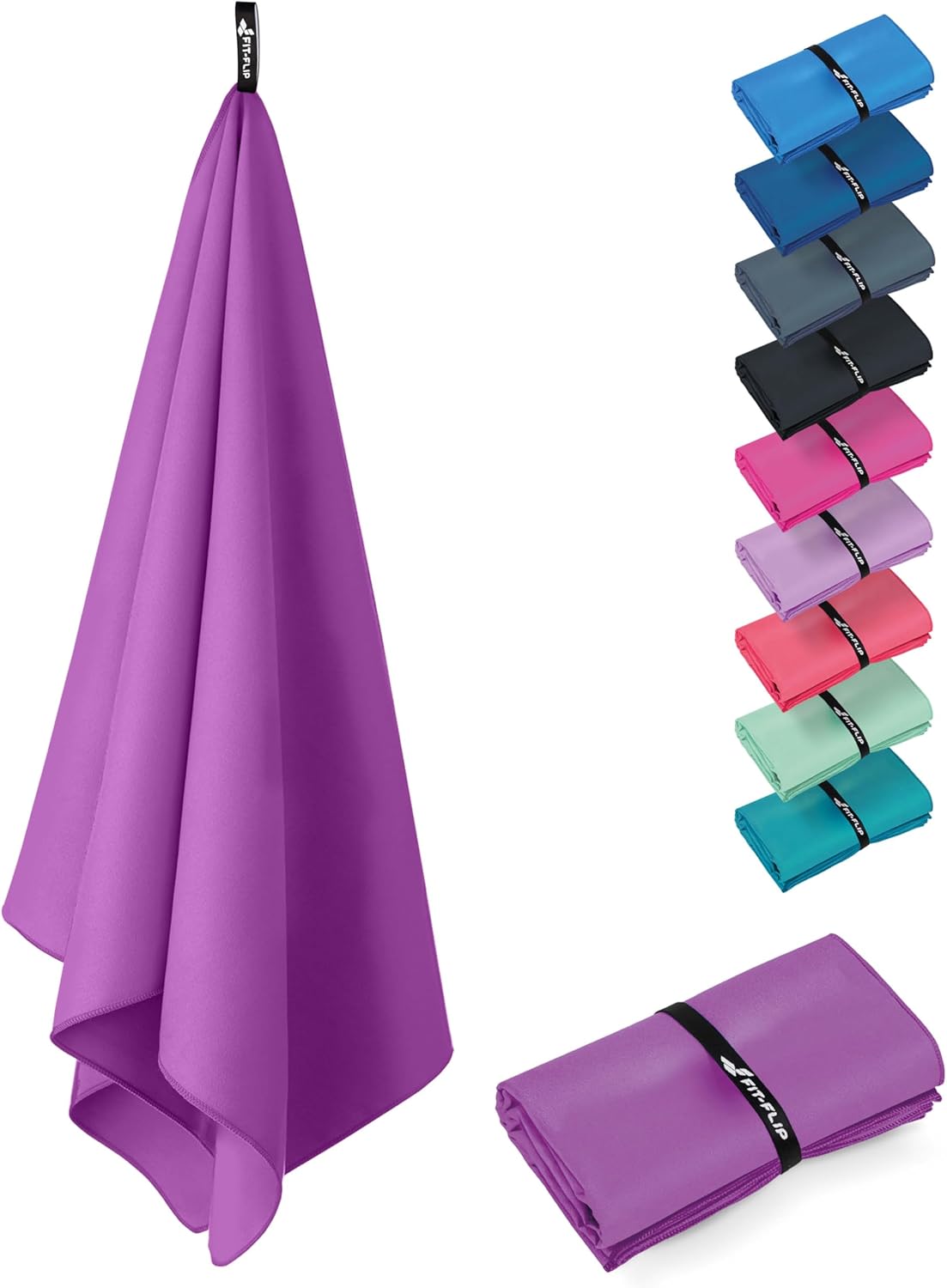 Fit-Flip Swimming towel - fast drying microfibre beach towel - ultra absorbent t...