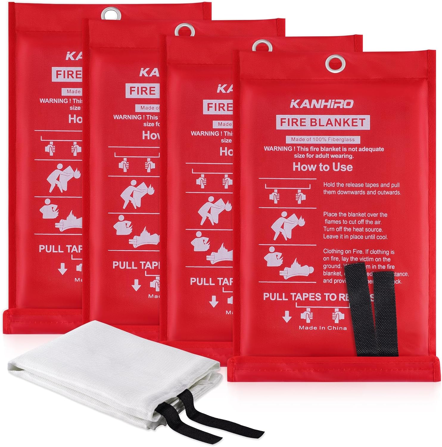 Emergency Fire Blanket for Home Kitchen - Fiberglass Fire Suppression Blanket Gr...