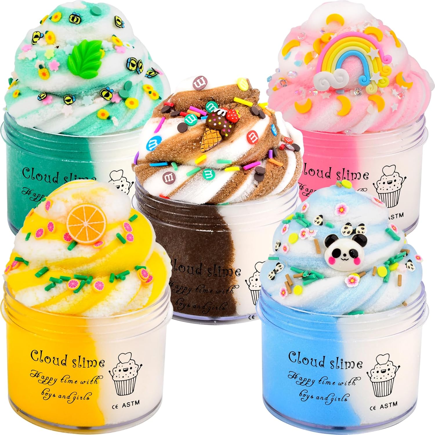 Cloud Slime Kit 5 Pack, With Ice Cream, Lemon, Rai...