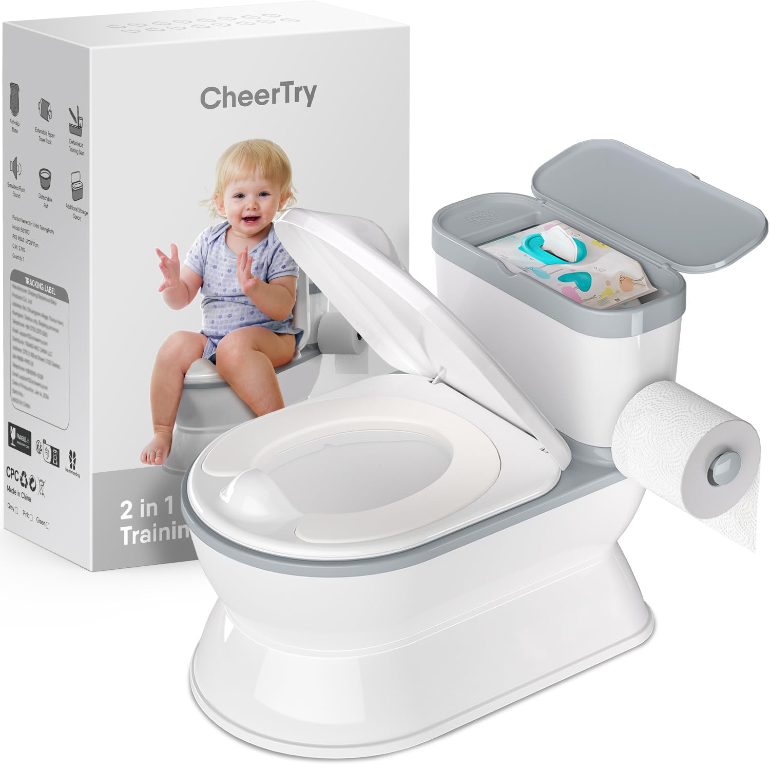 2-in-1 Toddler Potty Training Toilet - Larger Potty Chair & Detachable Training...