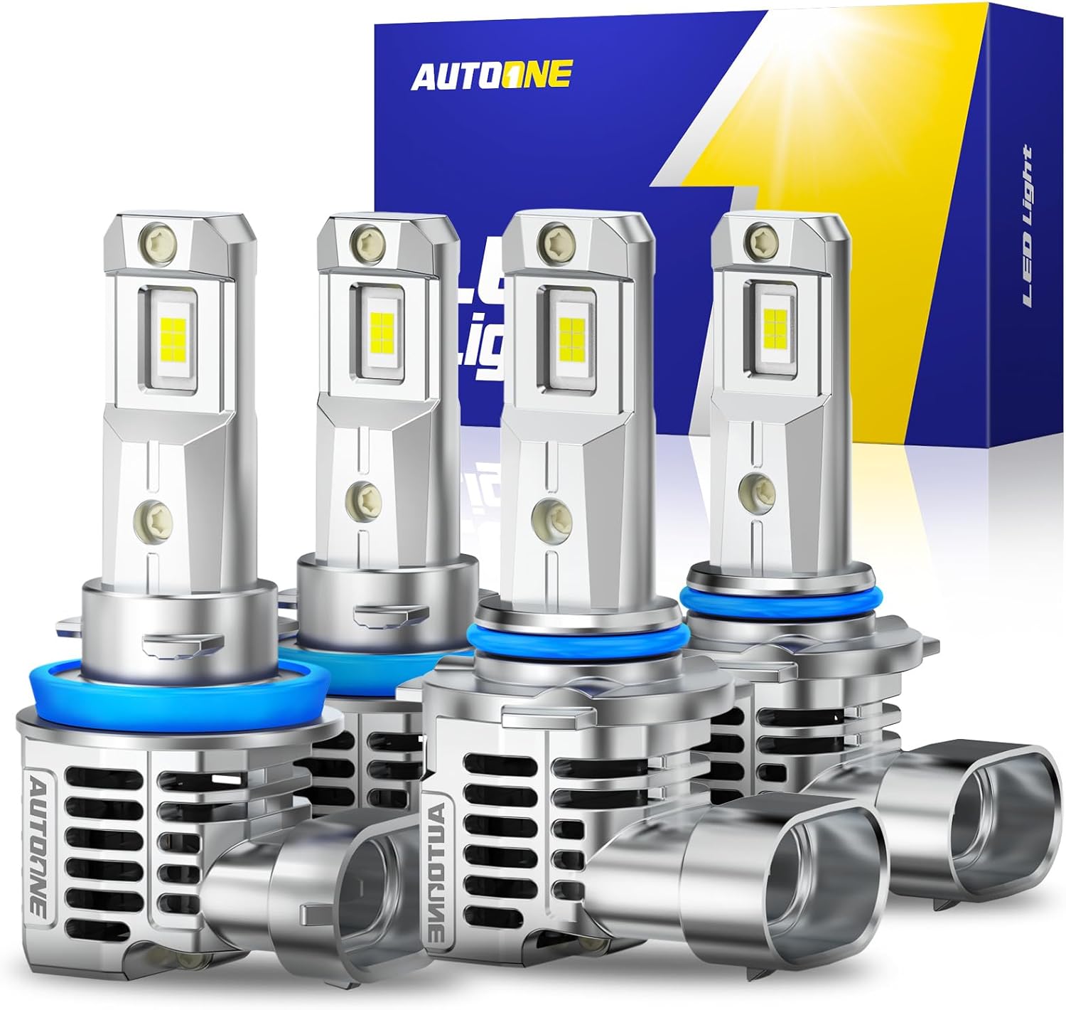AUTOONE Upgraded H11 9005 LED Bulbs Combo 50000LM 600% Brighter, HB3/9005 and H8...