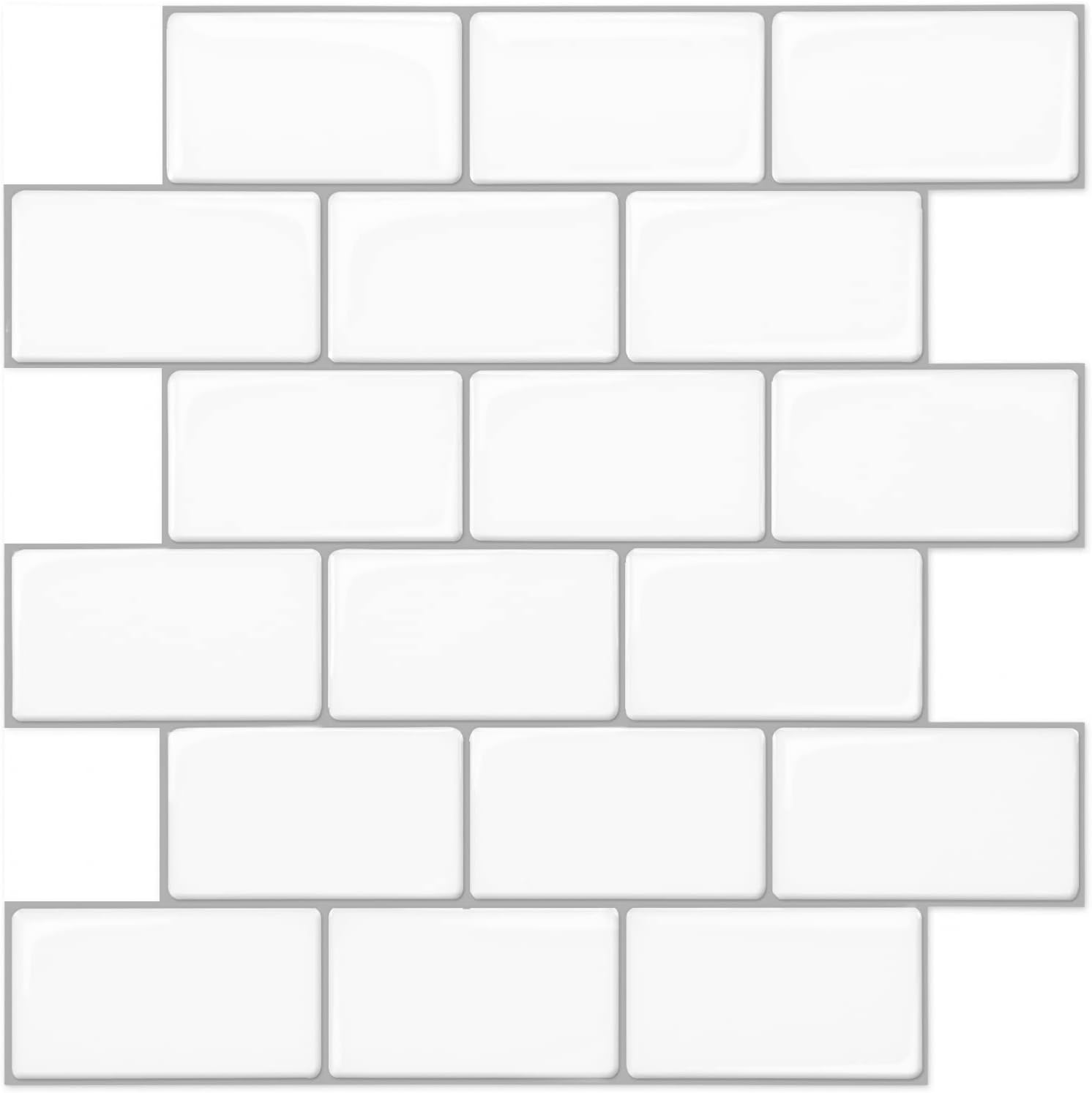 Art3d 12"x12" Stick on Tiles, 10-Pack Peel and Stick Subway Tiles Backsplash, Sh...