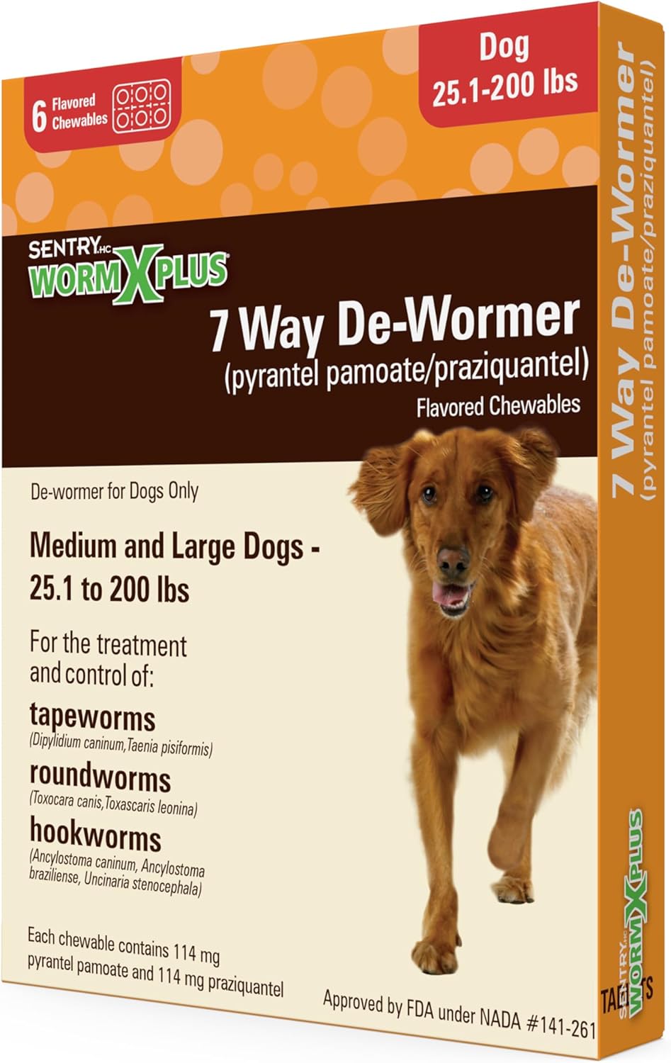 SENTRY PET Care SENTRY Worm X Plus 7 Way DeWormer Large Dogs (6 Count) Package M...