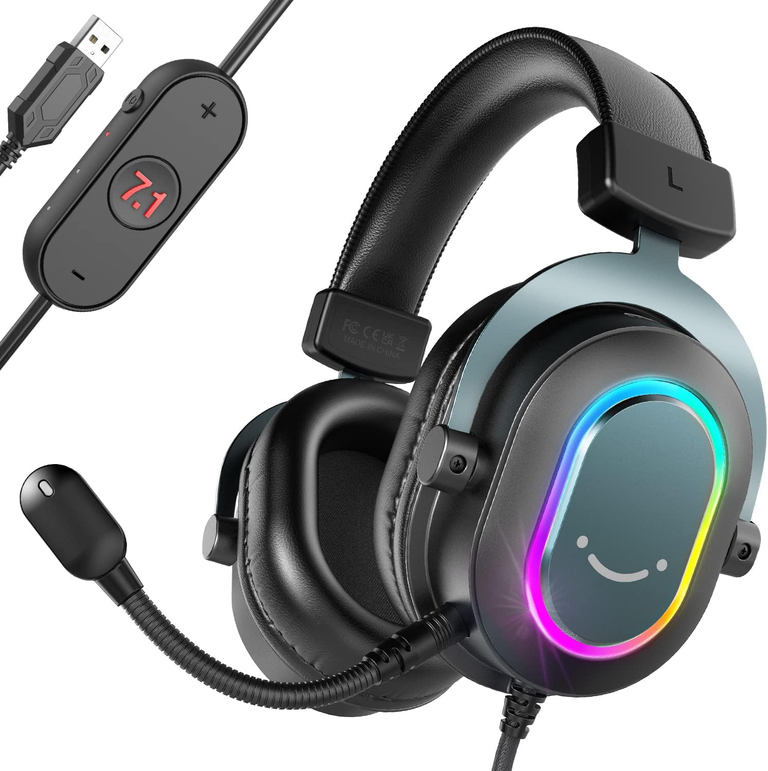 FIFINE Gaming Headset for PC-Wired Headphones with Microphone-7.1 Surround Sound...