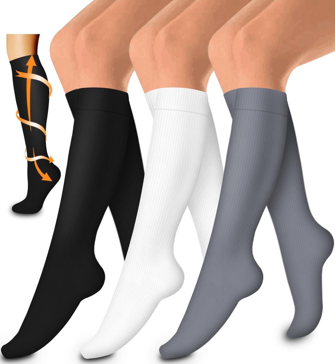 Laite Hebe 3 Pack Medical Compression Sock-Compression Sock for Women and Men-Be...