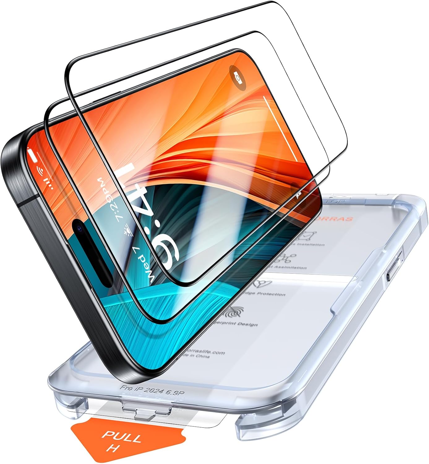 TORRAS 12FT Military-Grade Shatterproof for iPhone 16 Pro Max Screen Protector [...