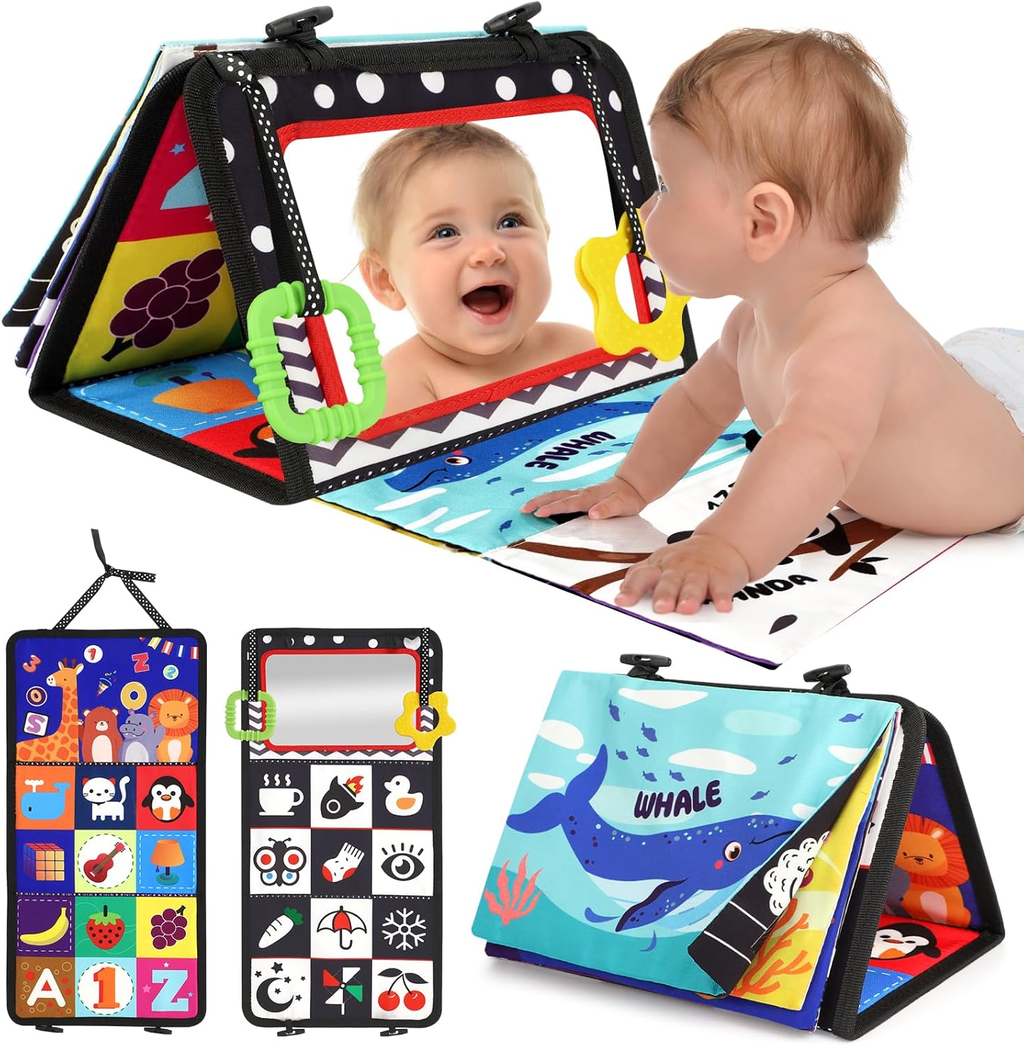 URMYWO Baby Tummy Time Toys Black and White Baby Sensory Toys Baby Mirror Newbor...