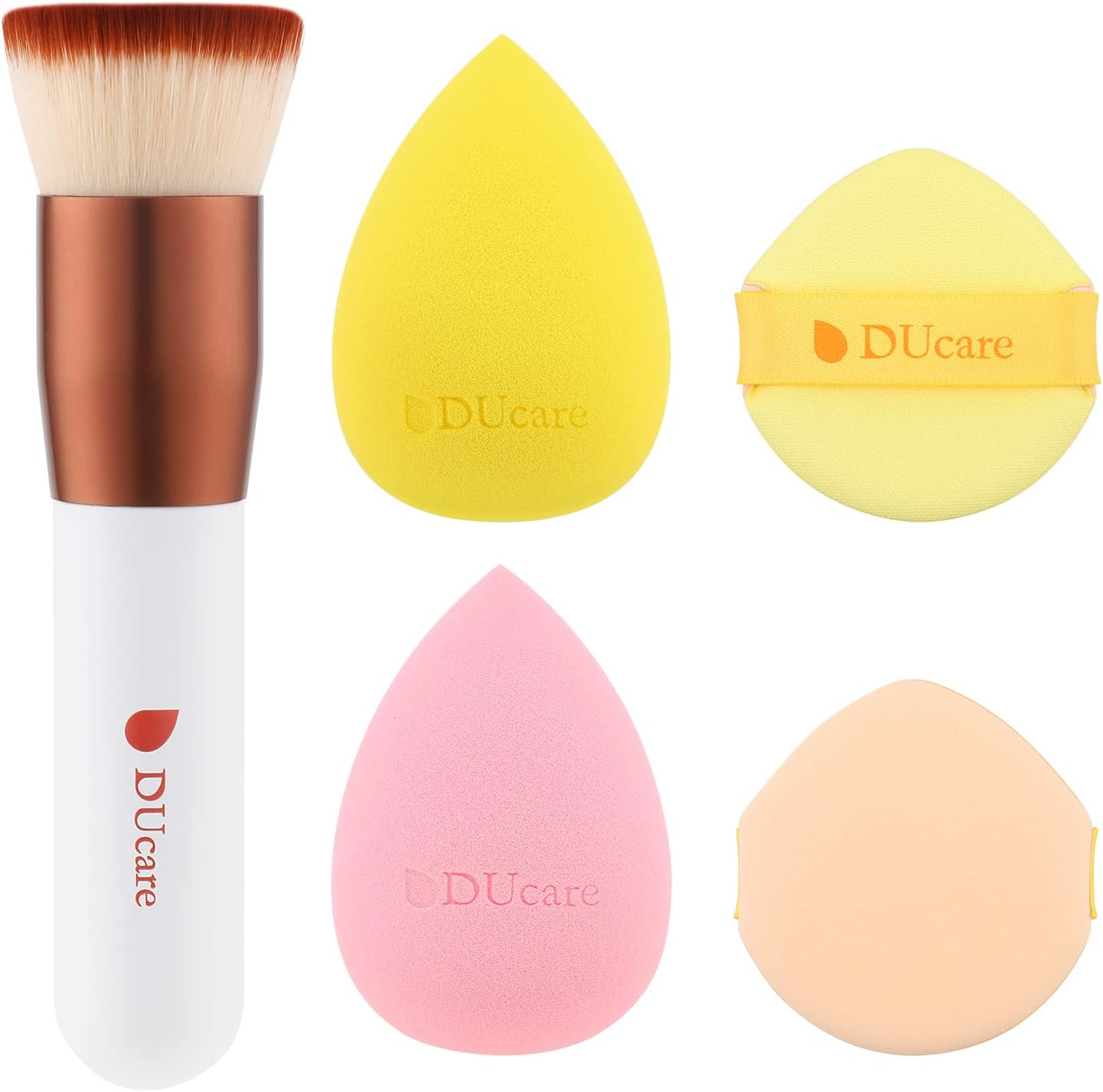 DUcare 4Pcs & 1Pc Makeup Sponges Foundation Brushes - Ideal For Flawless Makeup,...