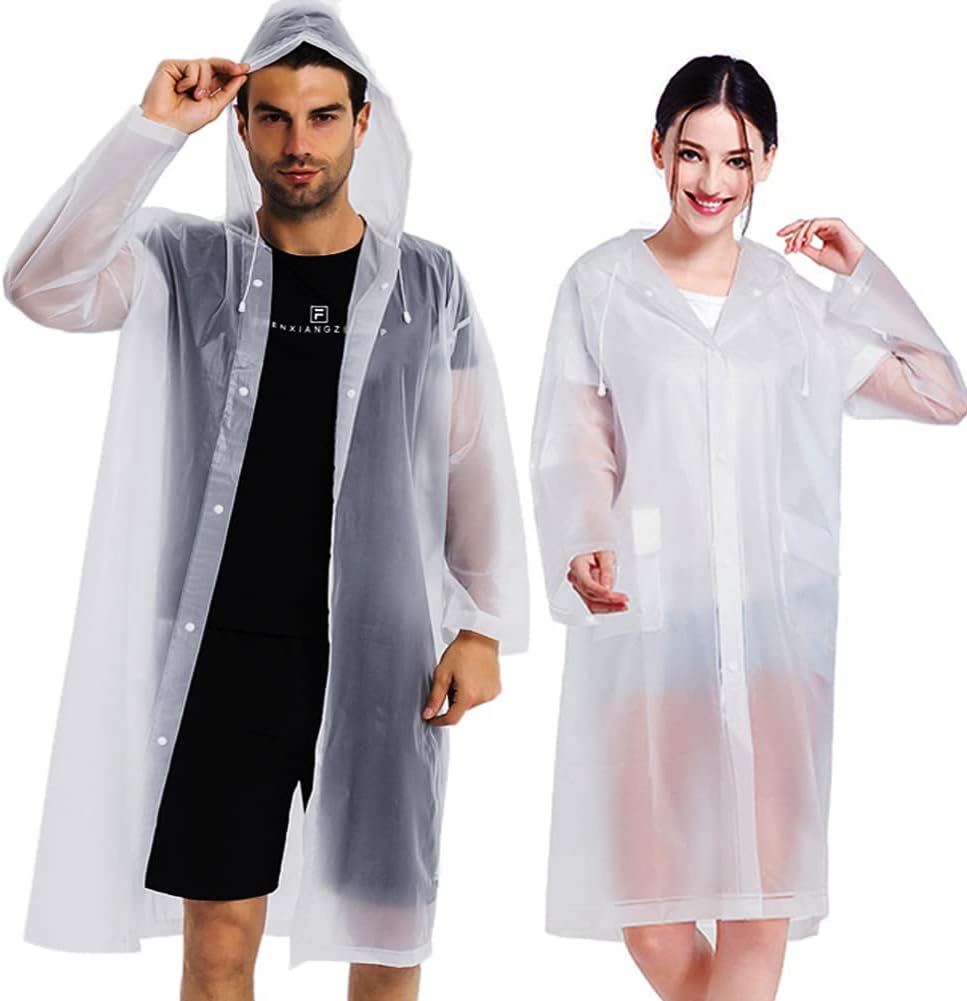Rain Coats (2 Pack) - Reusable EVA Rain Ponchos for Adults Rain Jackets Raincoat...