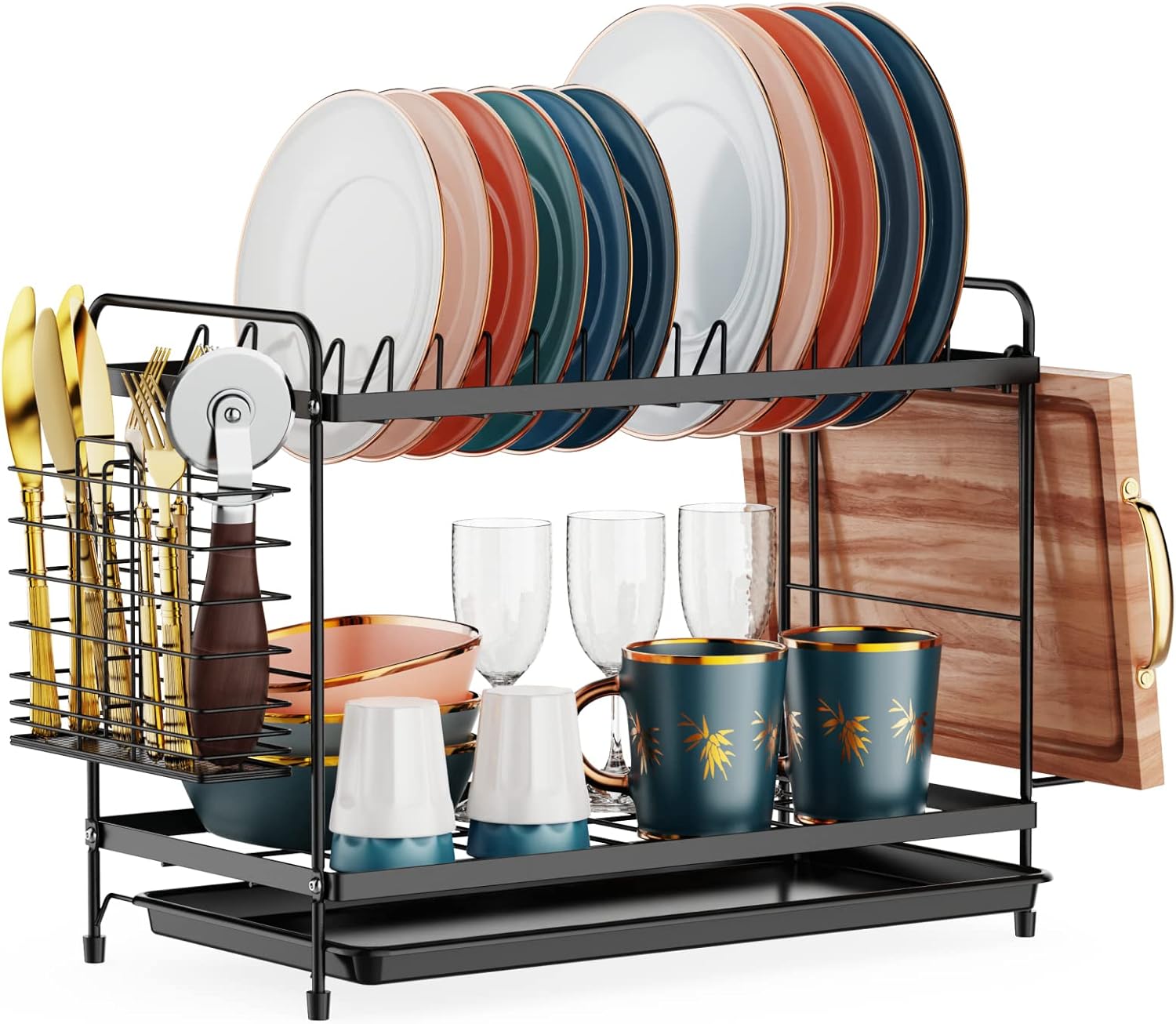 iSPECLE 2 Tier Dish Drainer Rack - Small Dish Dryi...