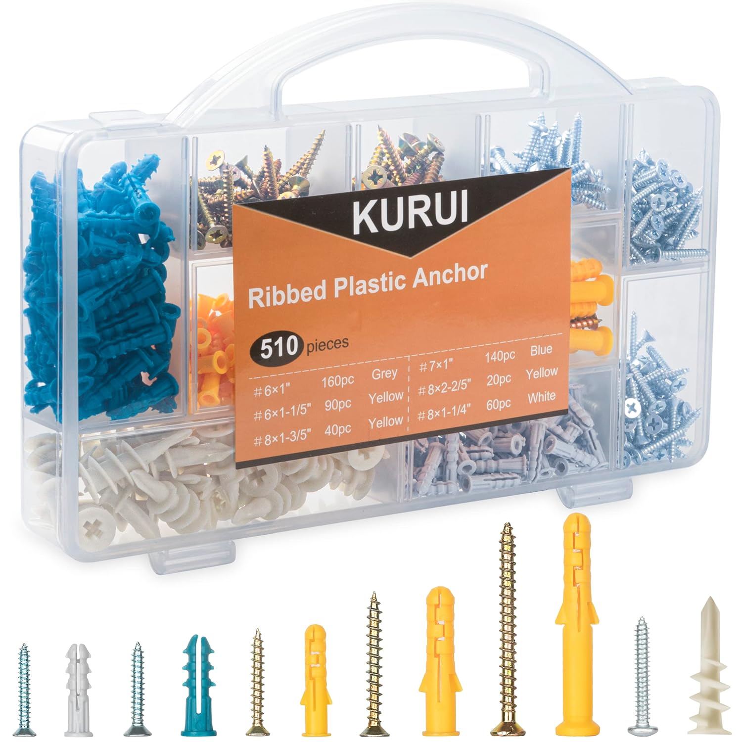 KURUI 510Pcs Wall Hanging Kit with Anchors and Screws, Picture Hanging Kit for F...