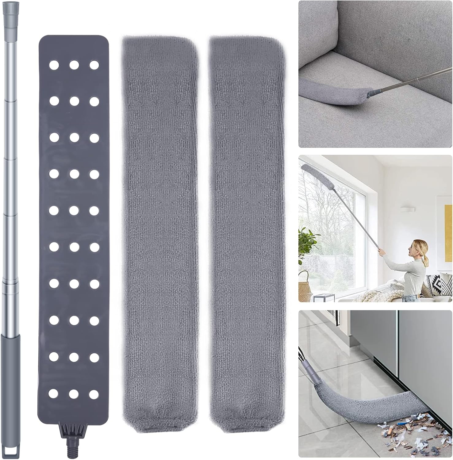 Retractable Gap Dust Cleaner Cleaning Tools with 2 Microfiber Dusting Cloths Lon...