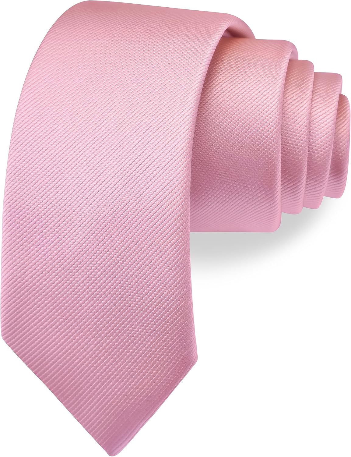 Branduce 2.4"（6cm） Solid Pure Color Skinny Tie Plain Slim Necktie for Men Pink