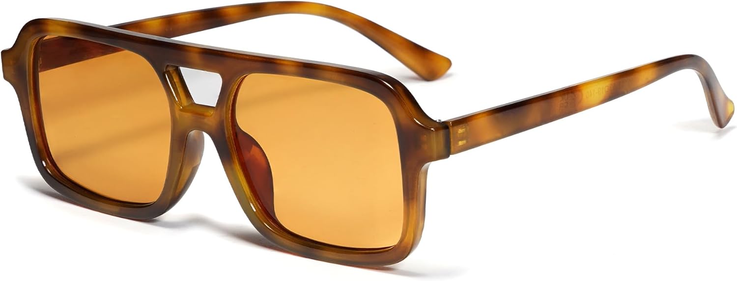 VANLINKER Retro 70s Square Aviator Sunglasses for Women Men Vintage Trendy Recta...