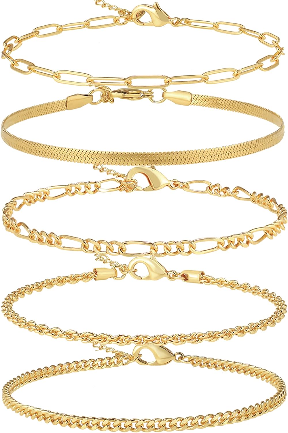 14K Gold/Sterling Silver Plated Anklet Bracelets for Women Waterproof Plus Size...