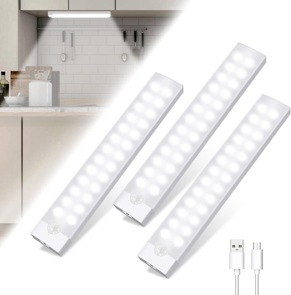 Tailcas Indoor Motion Detector Lamp, USB Rechargeable Kitchen Sensor Cabinet Lig...