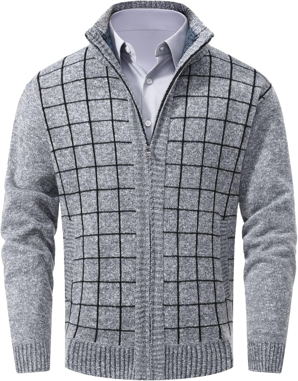 VtuAOL Men's Cardigan Sweaters Casual Full Zip Sweaters Knitted Cardigan with Po...
