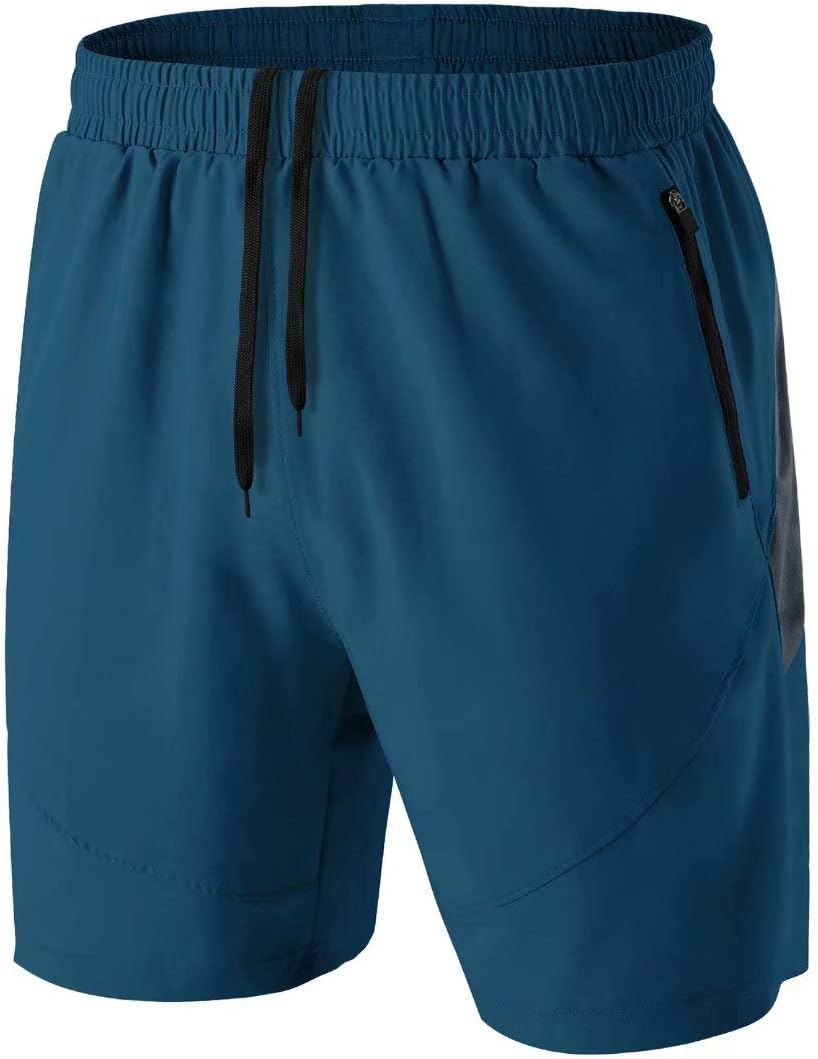 HMIYA Men's Sport Shorts Quick Dry Running Gym Casual Short Lightweight with Zip...