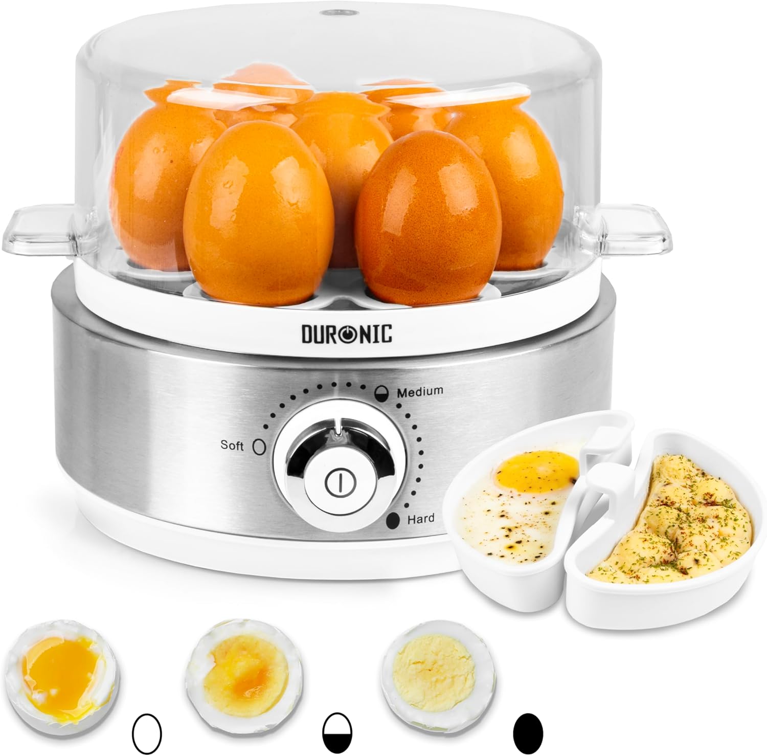 Duronic Electric Egg Boiler EB40 WE, Steamer for Eggs, Egg Cooking Machine, Auto...