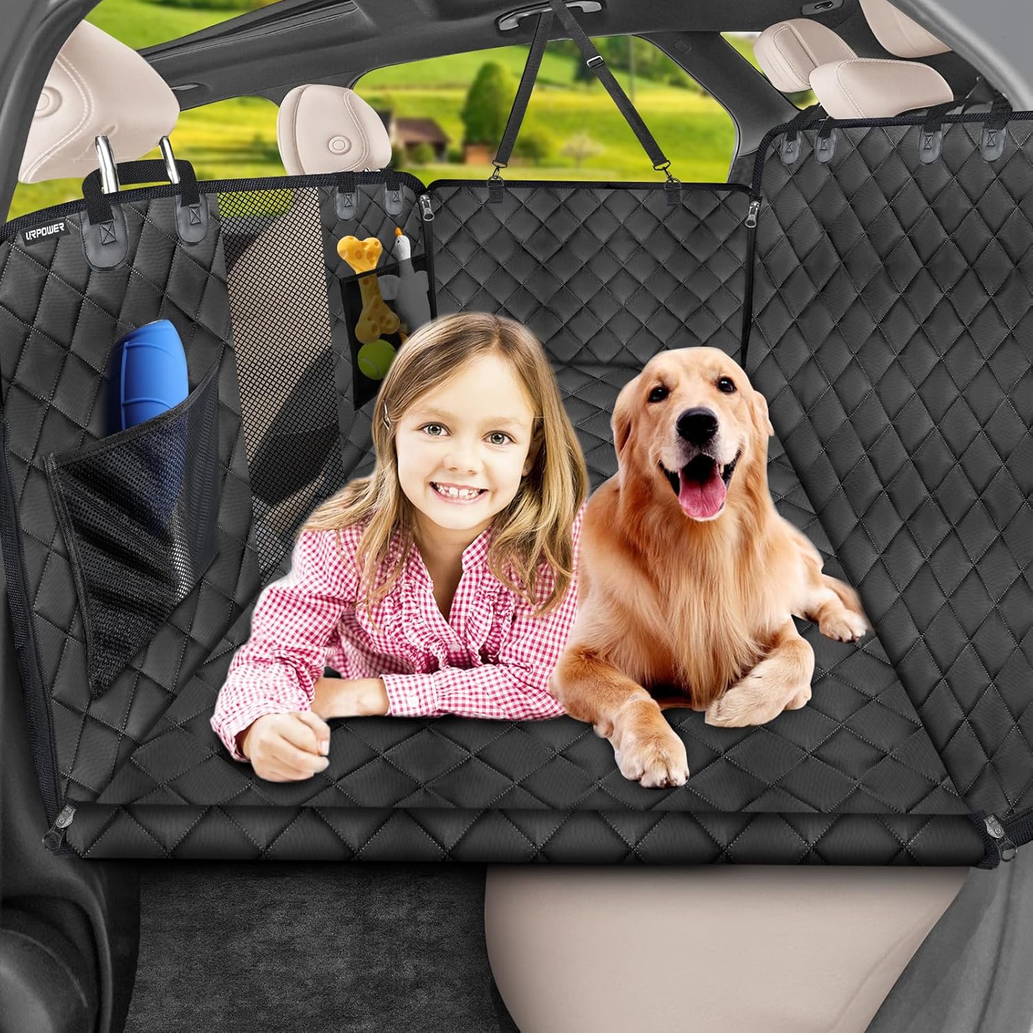 URPOWER Back Seat Extender for Dogs - Hard Bottom Dog Car Seat Cover Holds 400 l...