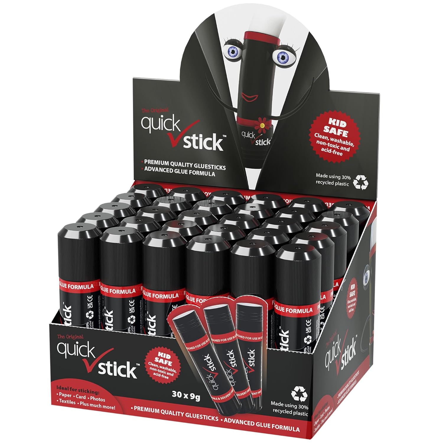 Quick Stick Glue Stick Pack of 30 x 9g Multipack Strong Hold Original Quality Ad...