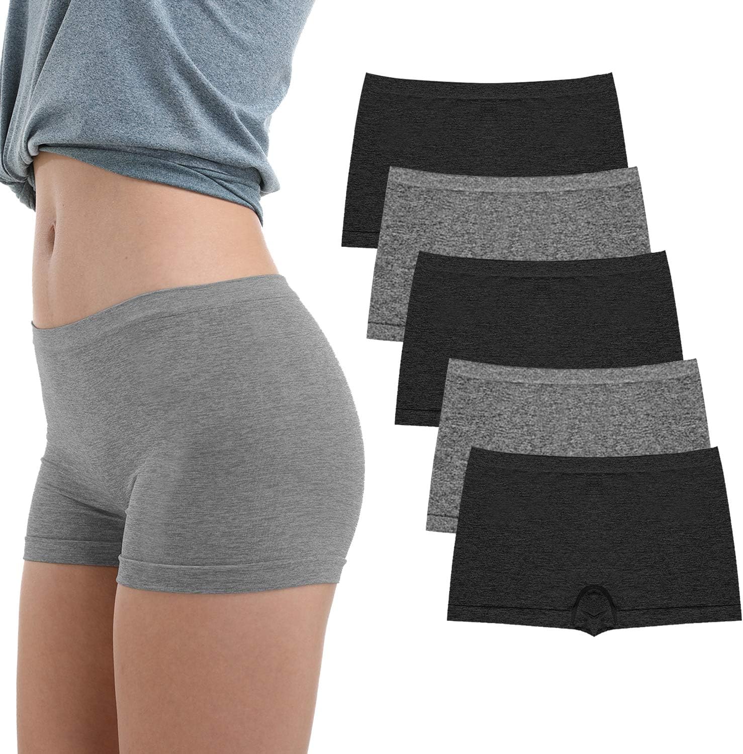 LALESTE Women's Boyshort Underwear Full Coverage Seamless Panties Soft Stretch B...