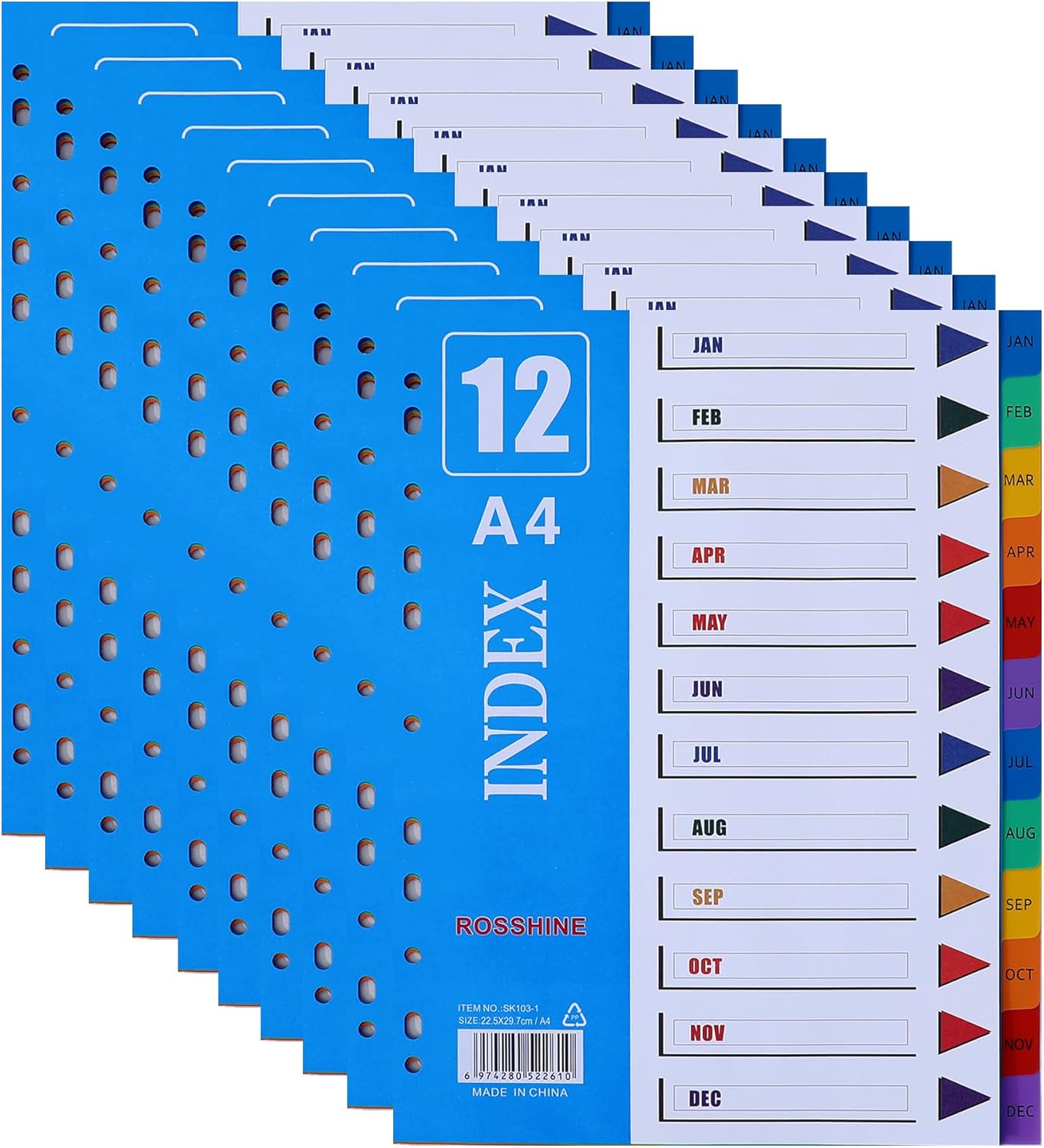 1-12 Month Part File Dividers A4, 【10Pack】 Plastic A4 Folder Dividers for Ring...