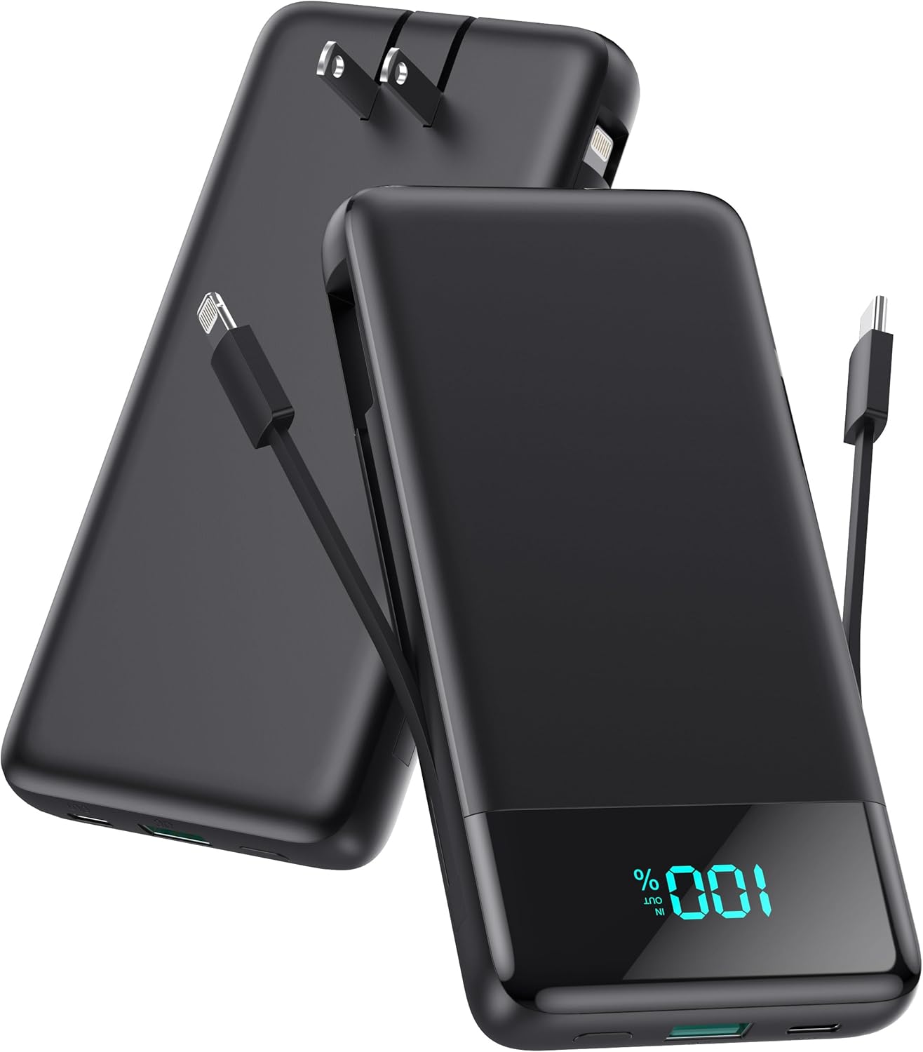 Portable Charger for iPhone with Built in Cables and Wall Plug,Upgraded 13800mAh...