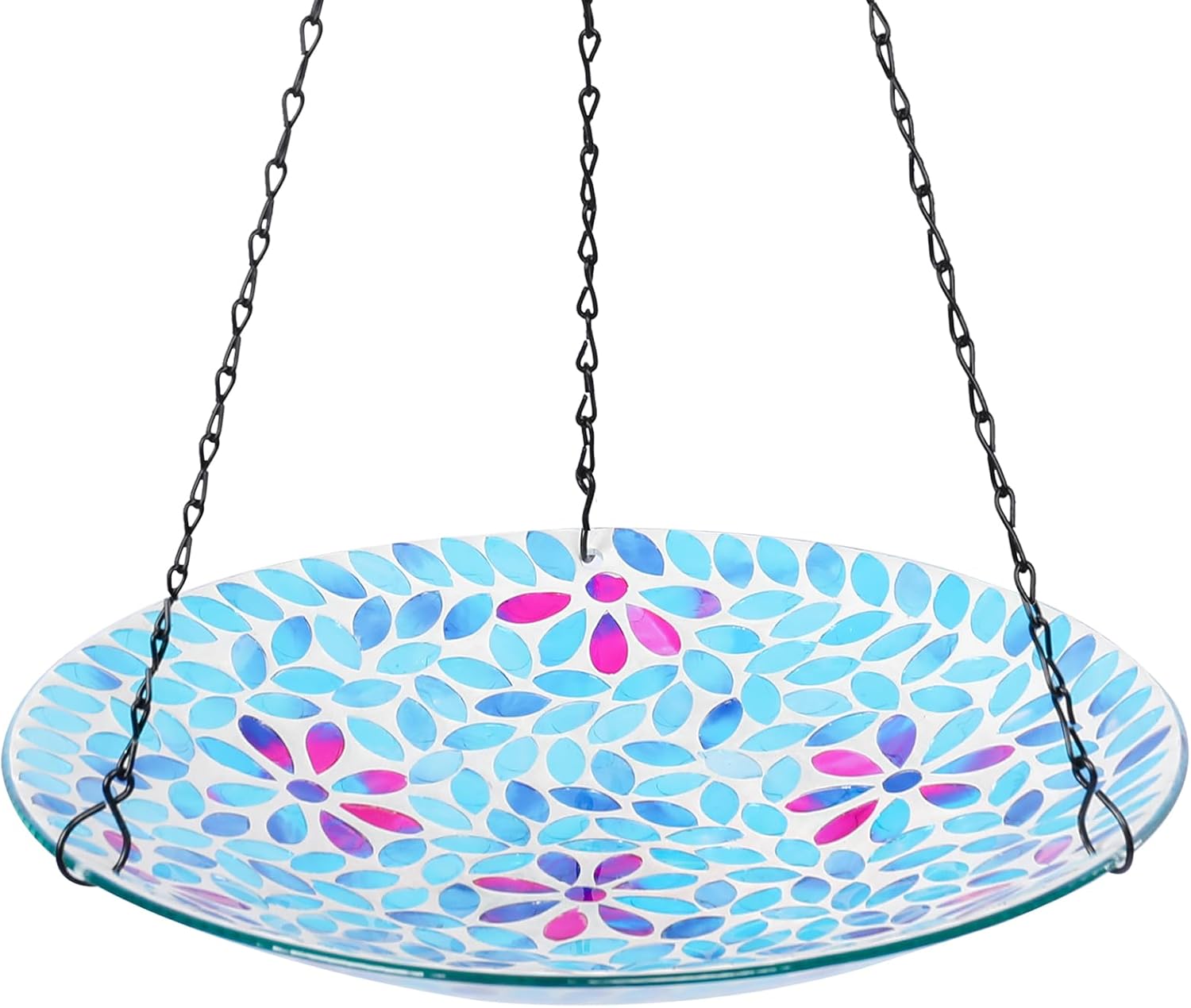 VCUTEKA Hanging Bird Bath, Glass Mosaic Bird Baths for Outdoors Birdfeeder with...