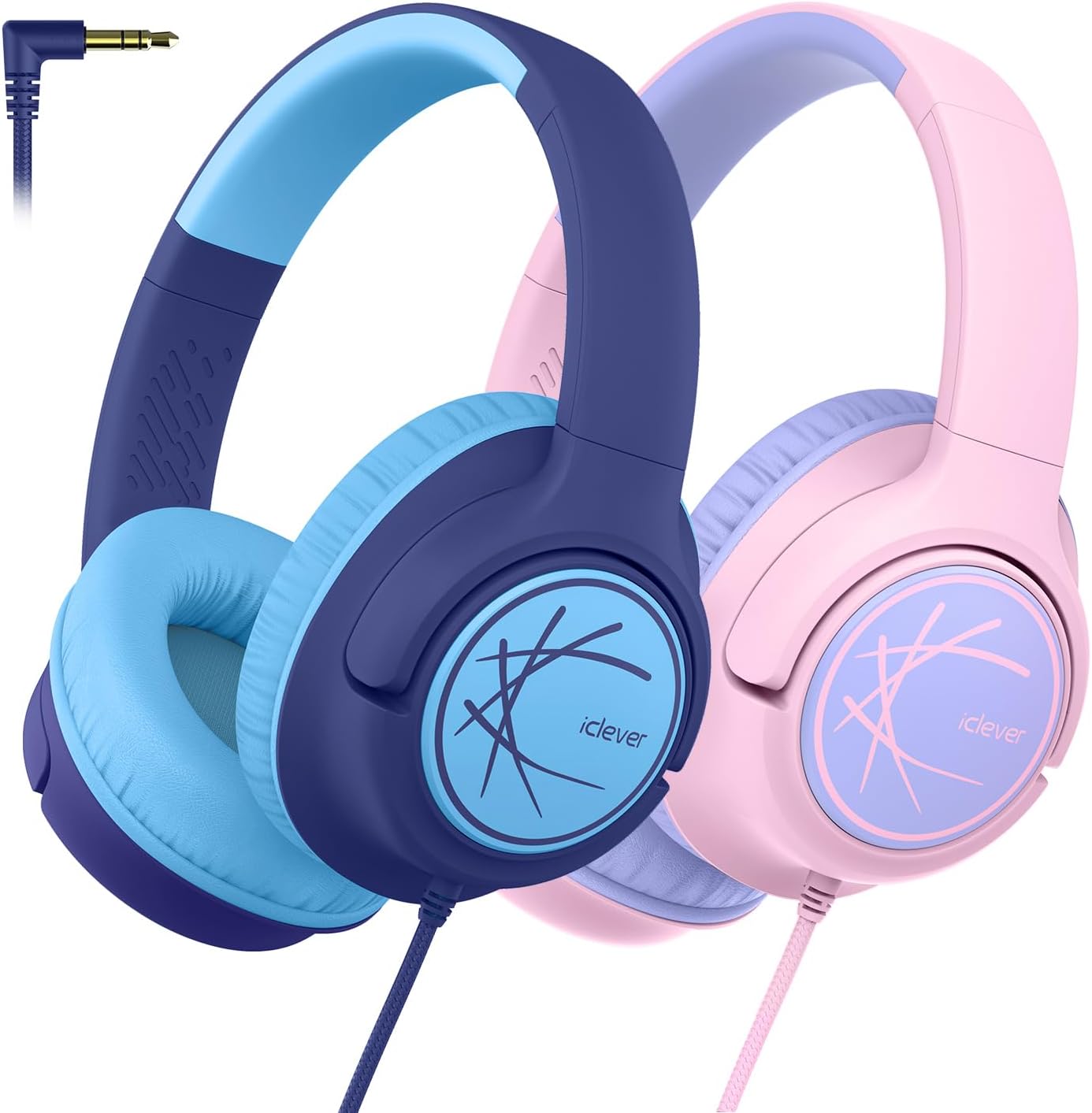 iClever Kids Headphones 2 Pack, Wired Headphones for Kids 85dBA Safe Volume Limi...