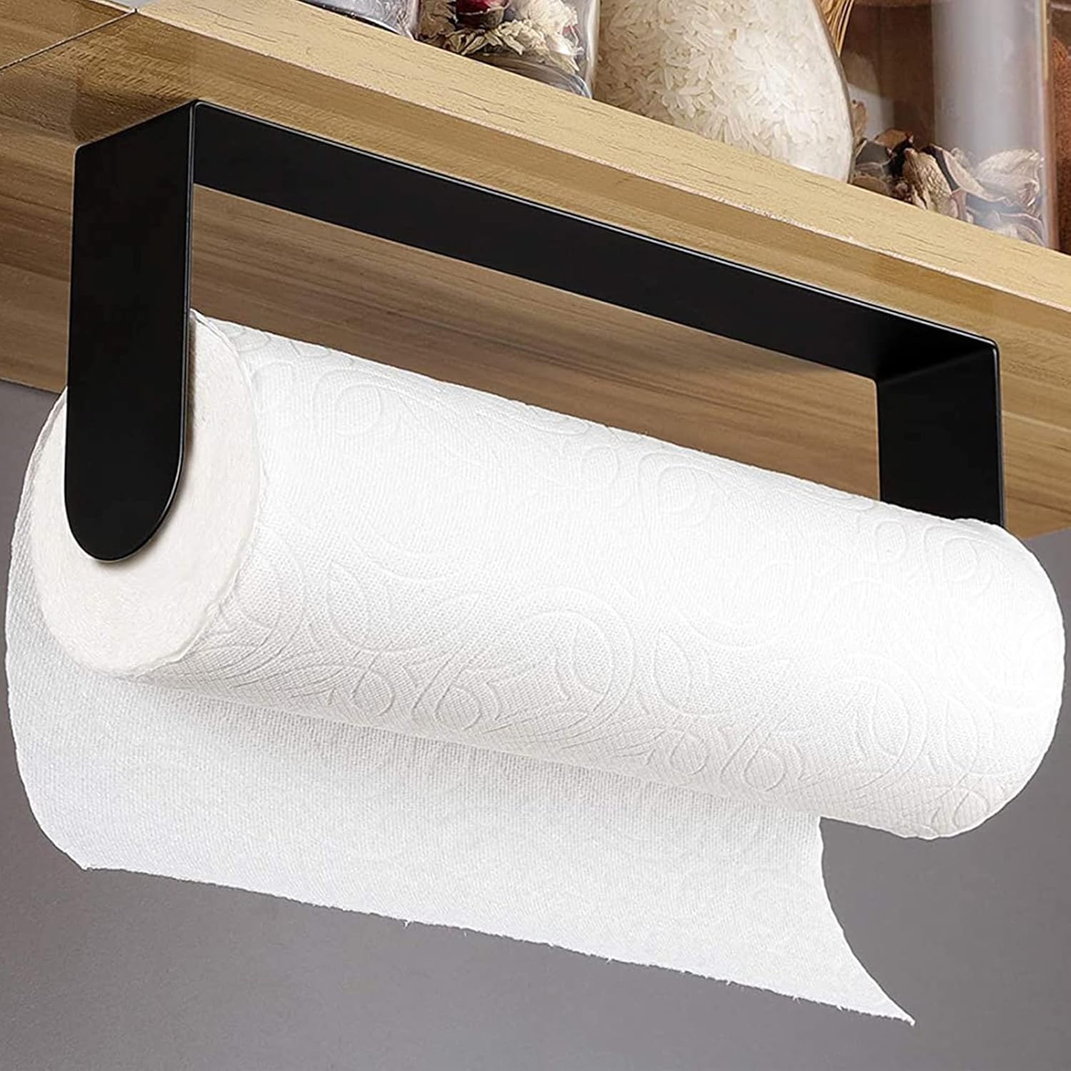 YIGII Black Paper Towel Holder Wall Mount - Under Cabinet Self Adhesive Paper To...