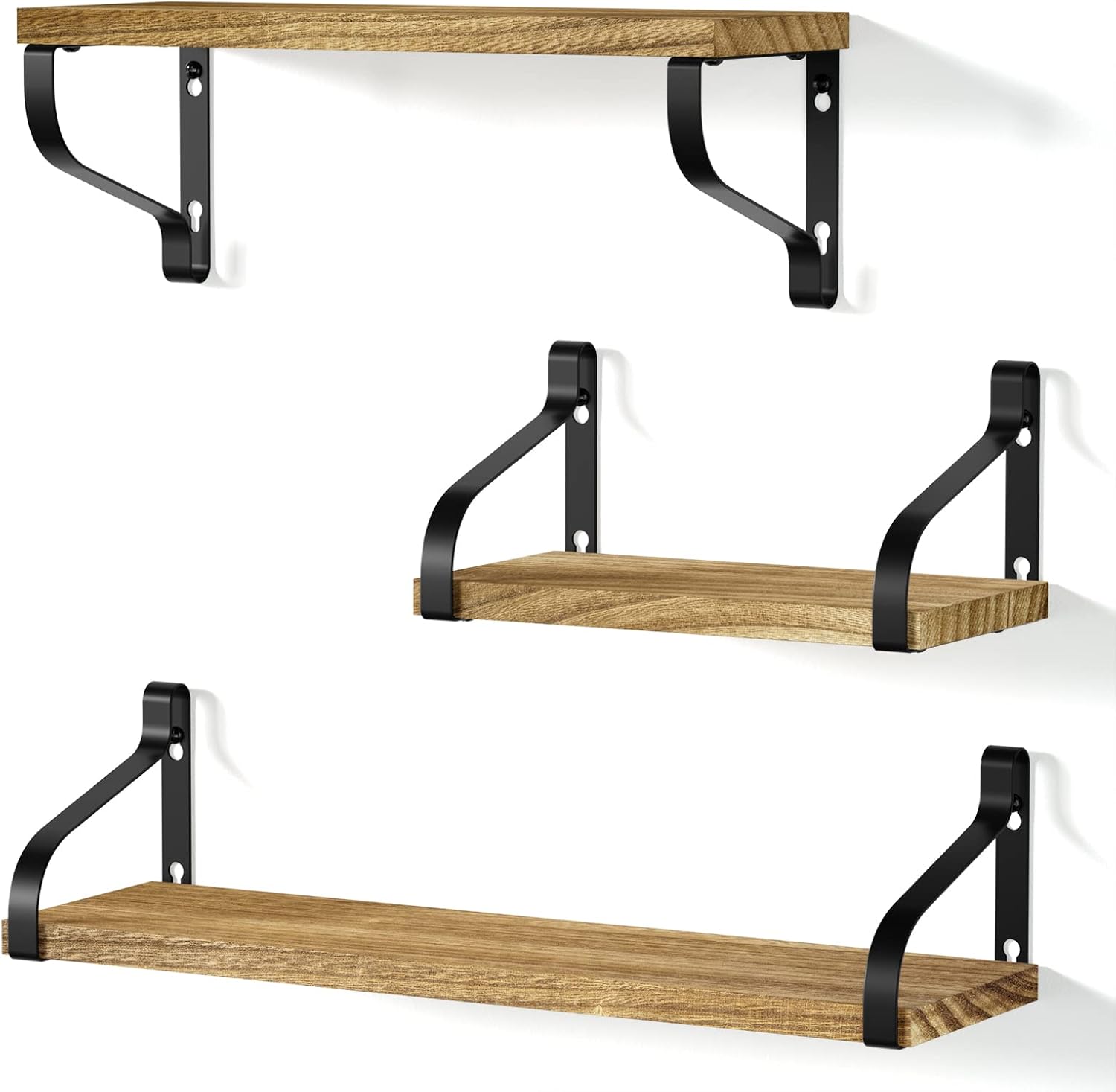 Love-KANKEI Rustic Shelves, Decorative Wall Shelf Set of 3, Floating Shelves for...