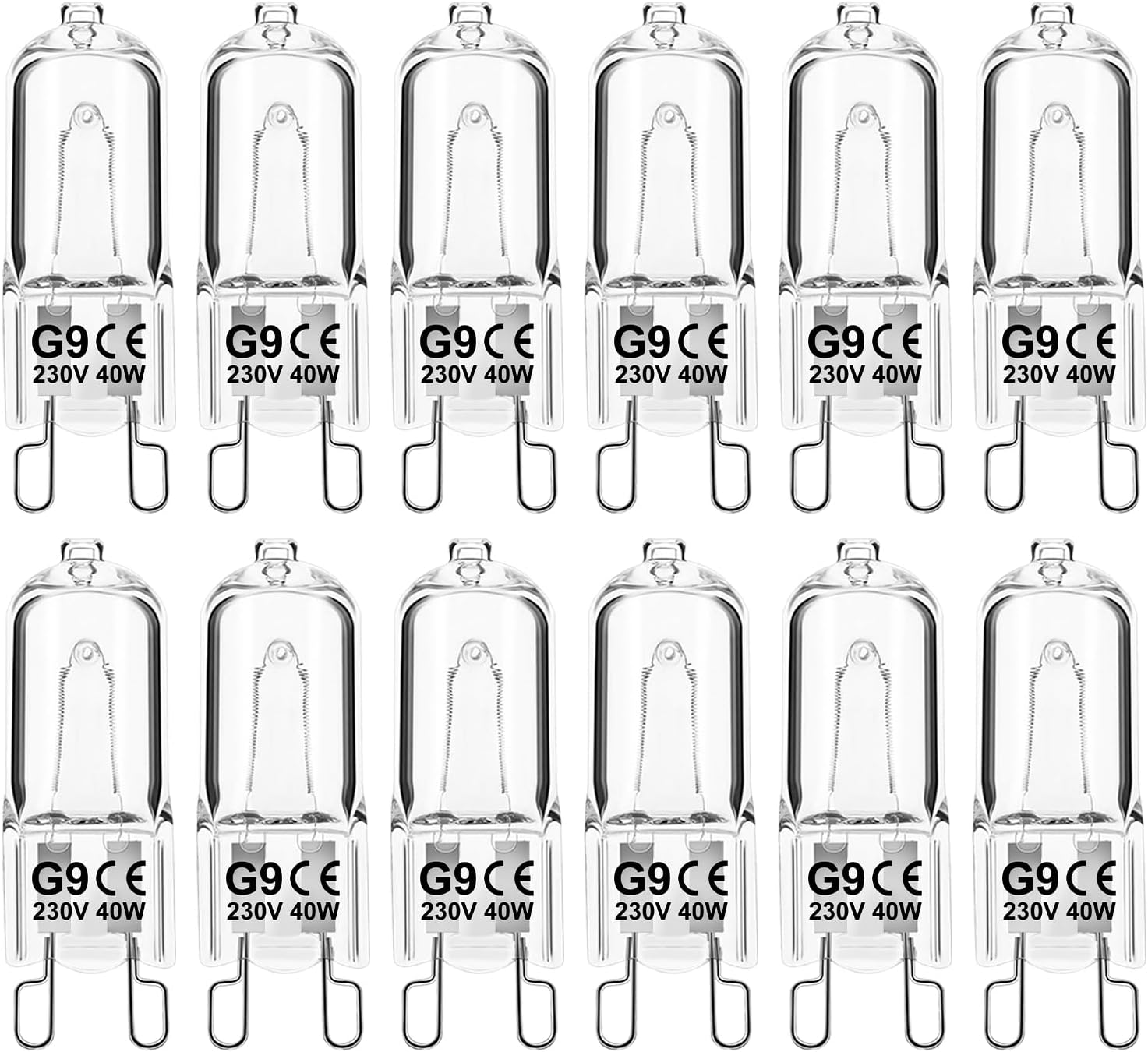Jaenmsa G9 Halogen Light Bulbs, G9 40W Halogen Bulbs, 2700K Warm White G9 230V D...