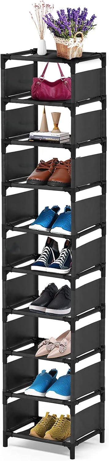 esonstyle 10 Tier Shoe Rack Metal Narrow Shoe Rack...