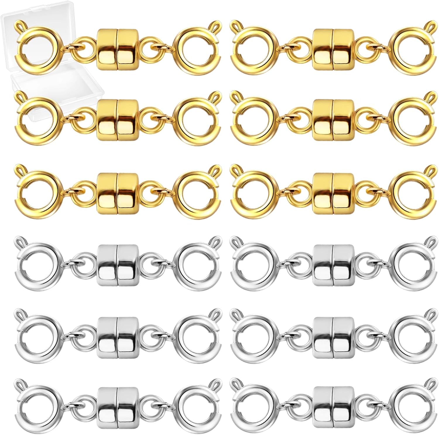 Double Magnetic Necklace Clasps and Closures, Necklace Extenders for Women, 14K...