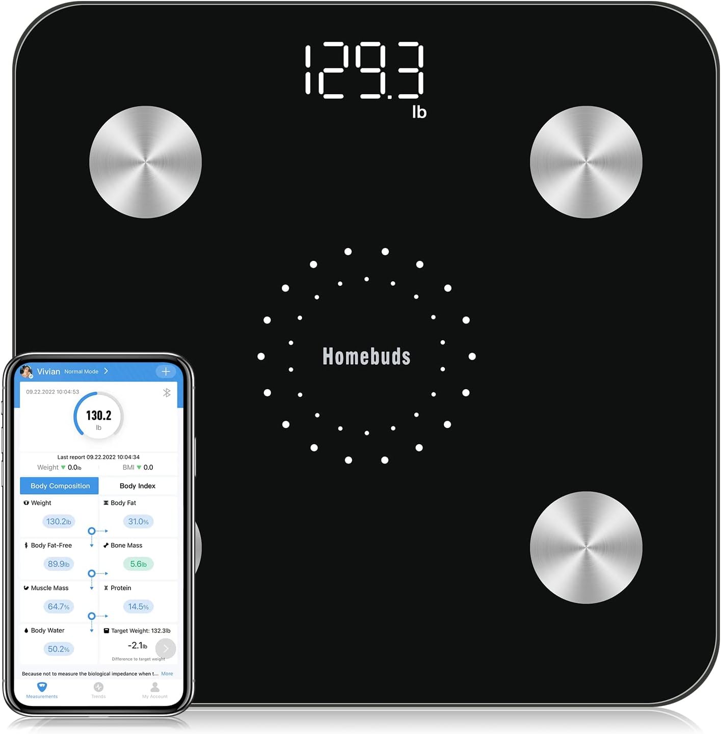Homebuds Smart Bathroom Scale for Body Weight, High Precision Assured by Weight...