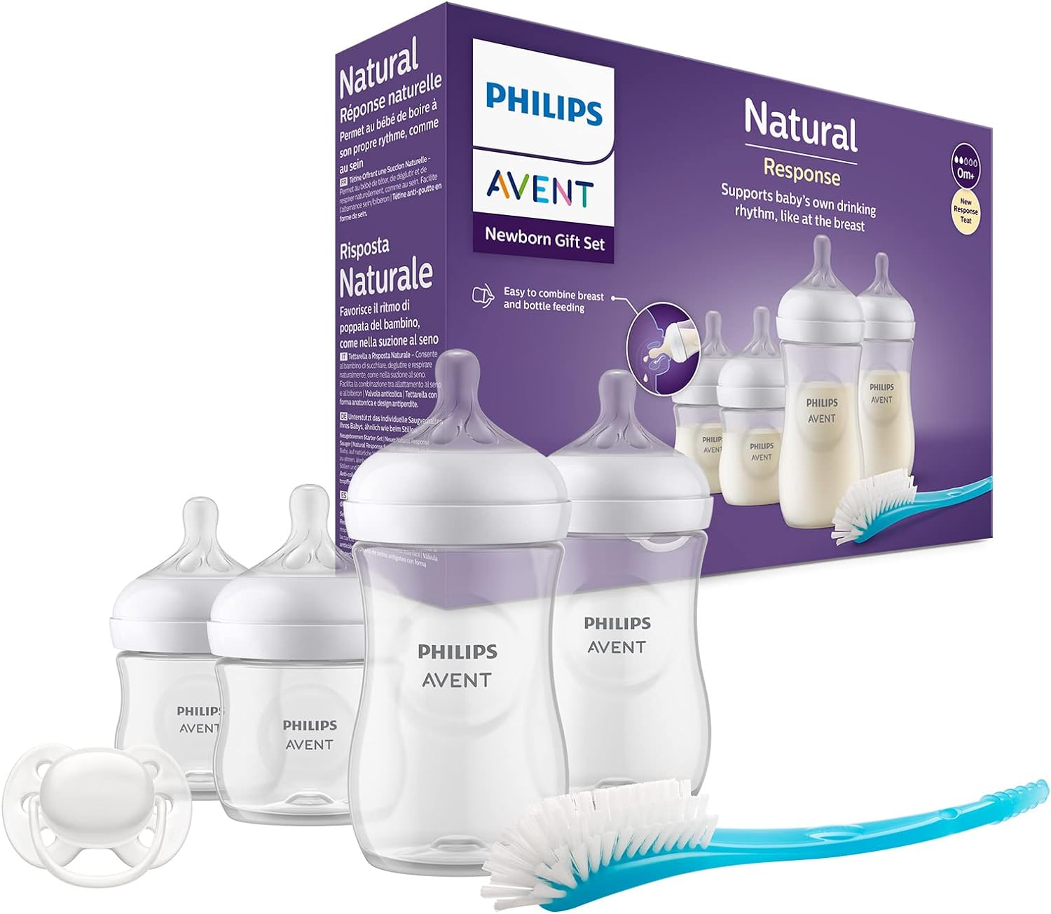 Philips Avent Baby Bottle Newborn Gift Set - 4 Baby Milk Bottles, Ultra-Soft Pac...